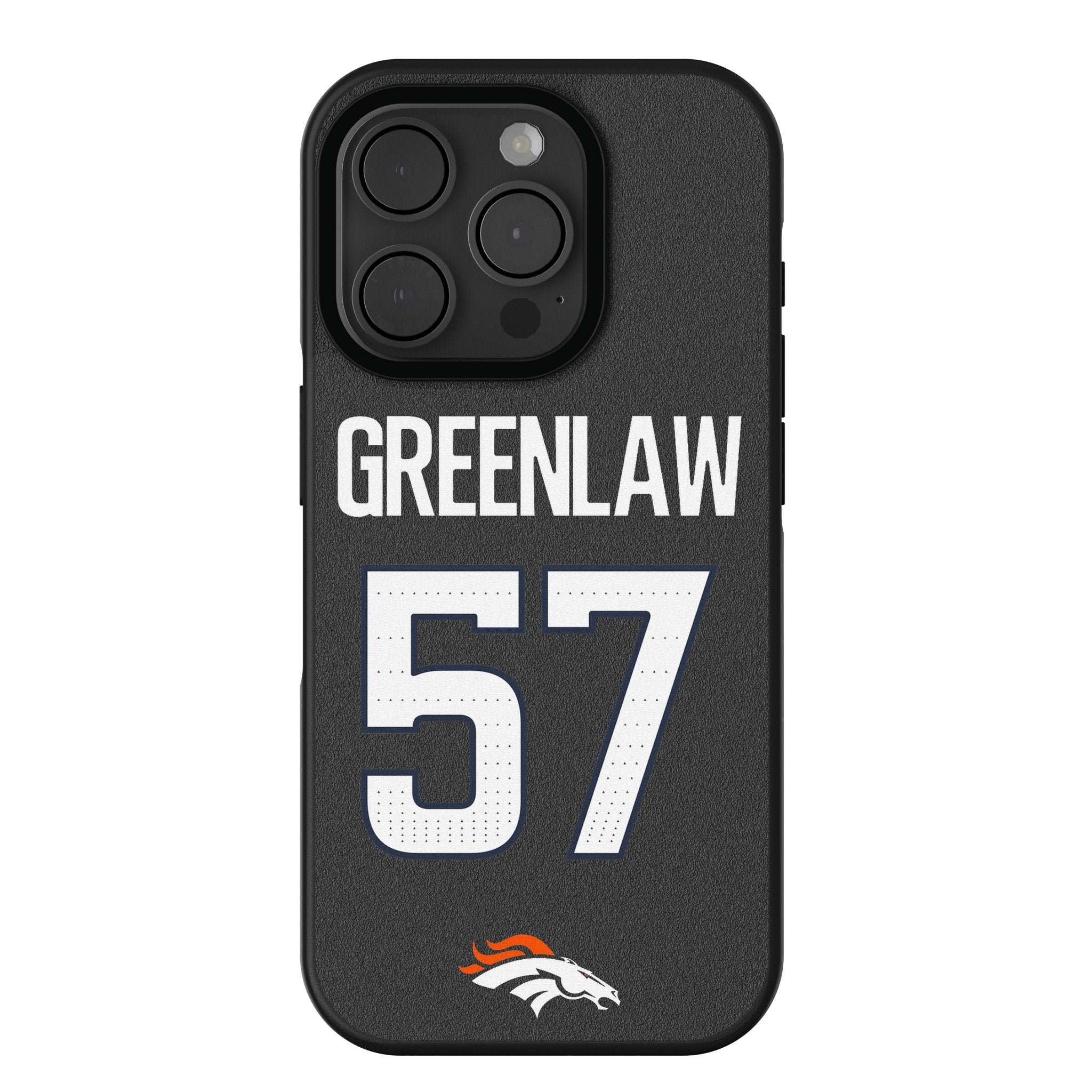 Dre Greenlaw Denver Broncos 57 Game Tactic Bump Phone Case for Apple iPhone - Sports Gifts, Sports Memorabilia, Sports Collectibles, Fan Shop