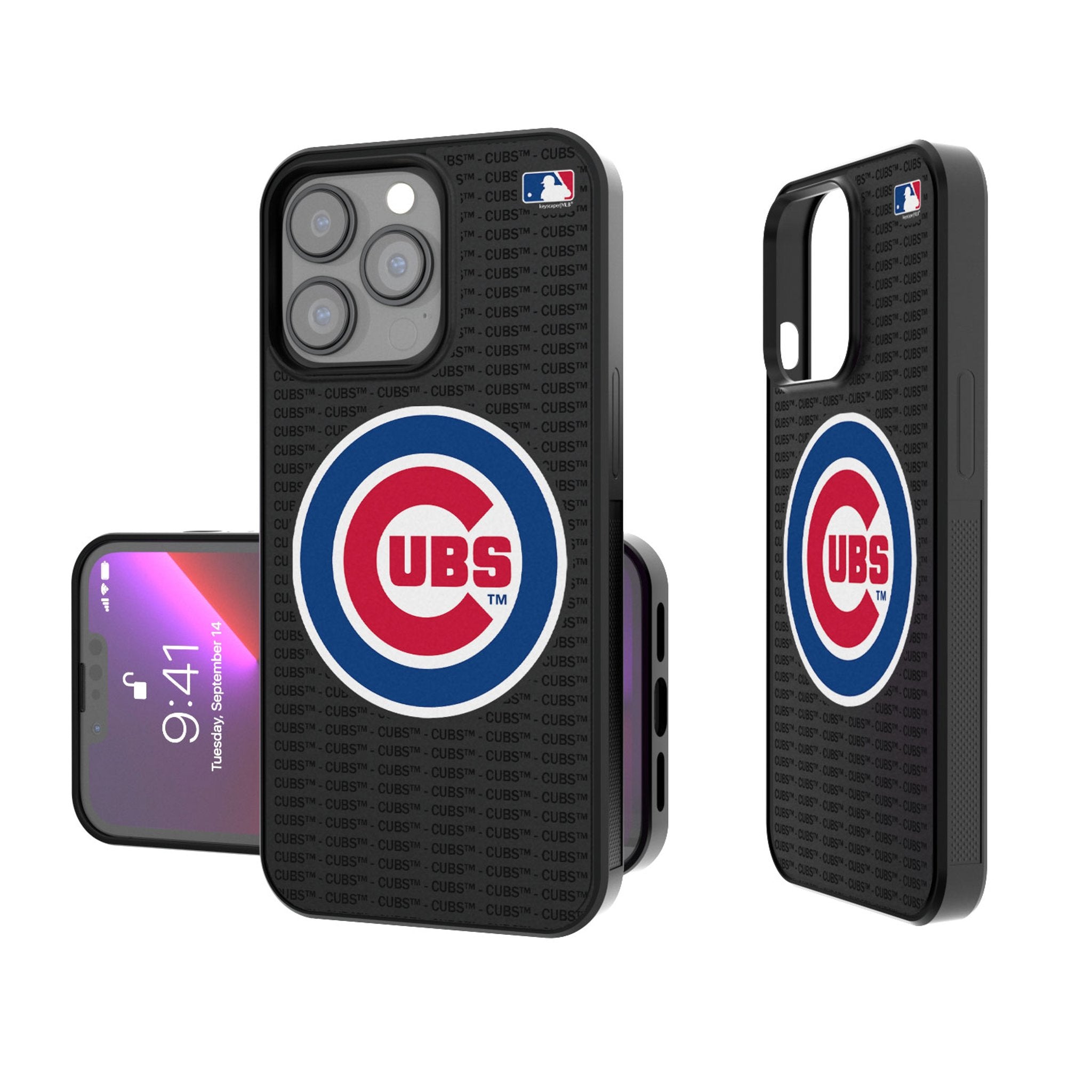 Chicago Cubs Text Backdrop Bump Phone Case - Sports Gifts, Sports Memorabilia, Sports Collectibles, Fan Shop