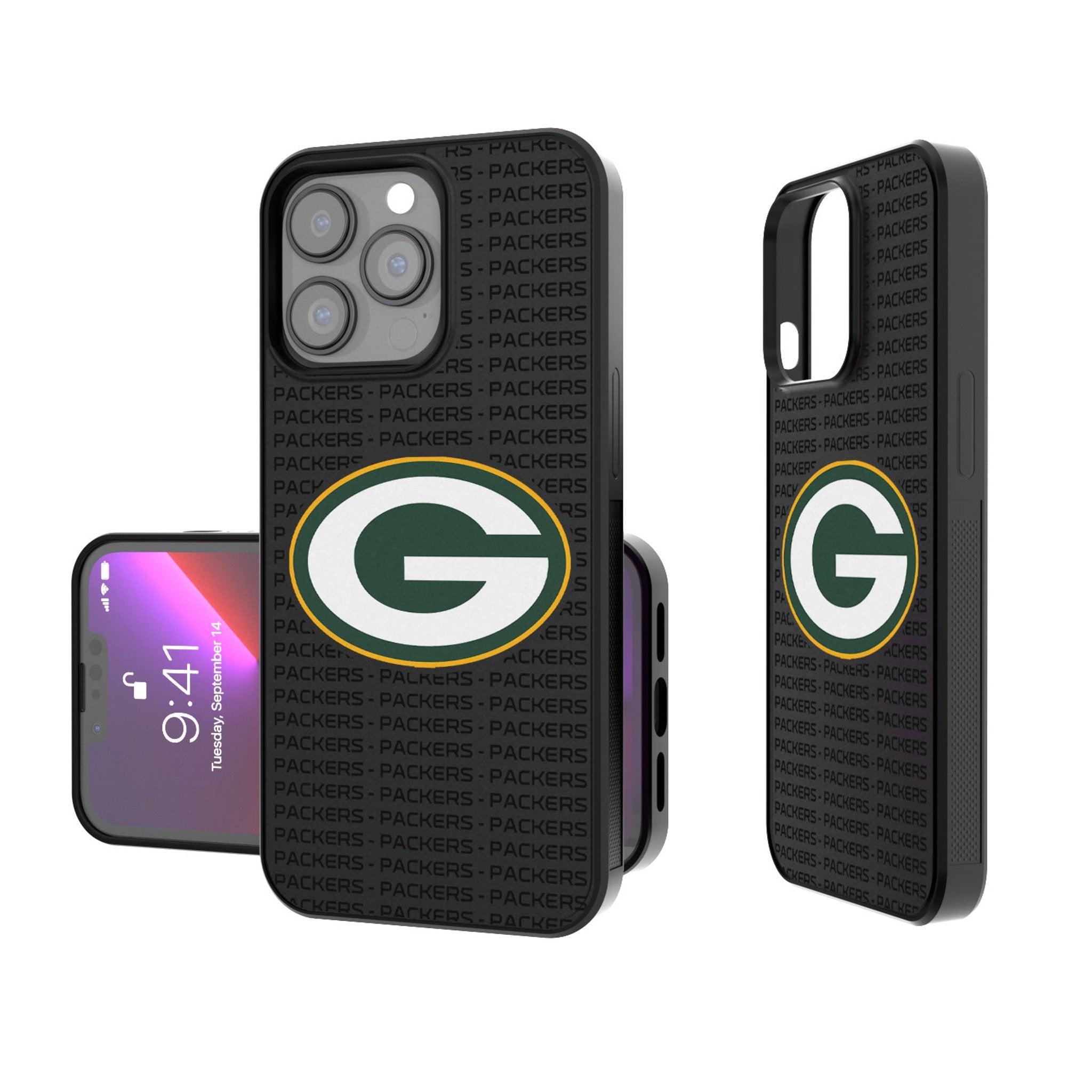 Green Bay Packers Text Backdrop Bump Phone Case - Sports Gifts, Sports Memorabilia, Sports Collectibles, Fan Shop
