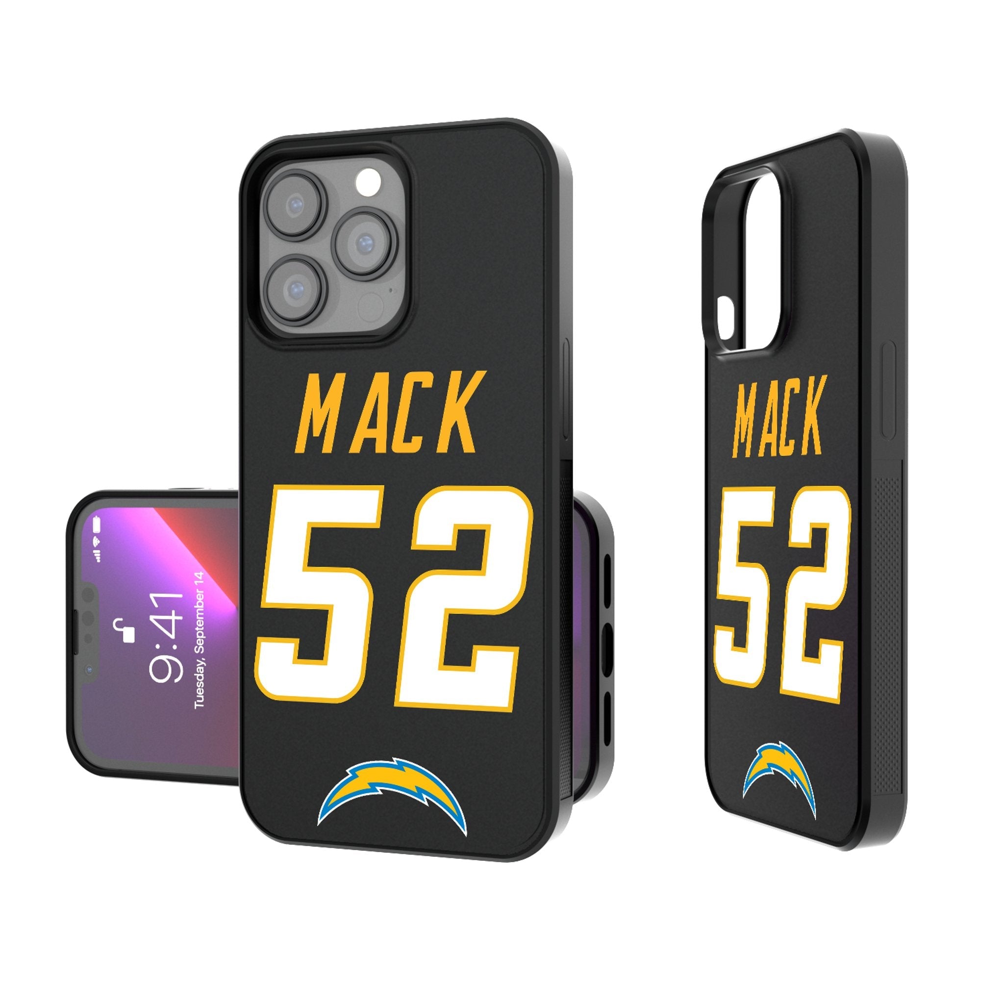 Khalil Mack Los Angeles Chargers 52 Ready Bump Phone Case - Sports Gifts, Sports Memorabilia, Sports Collectibles, Fan Shop