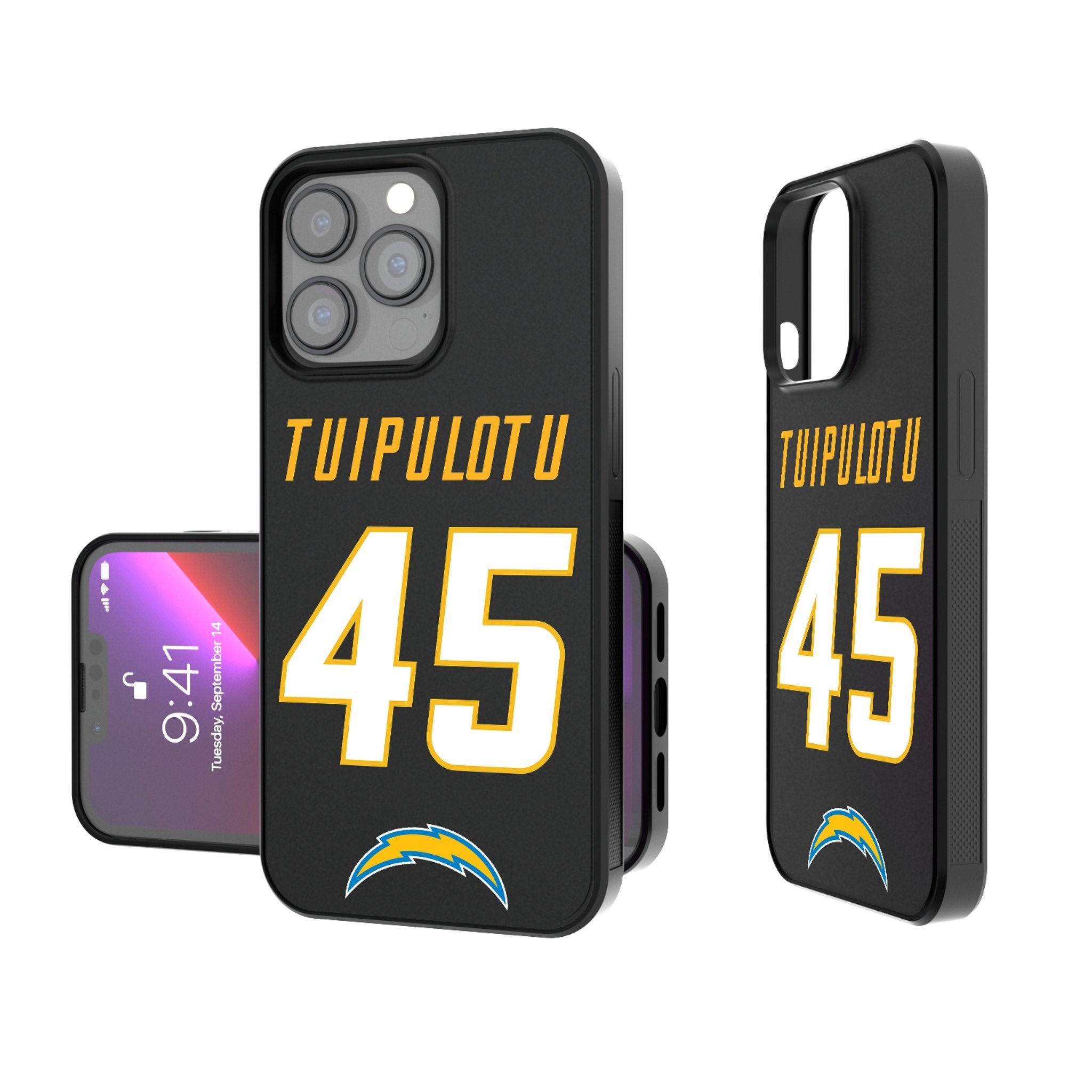 Tuli Tuipulotu Los Angeles Chargers 45 Ready Bump Phone Case - Sports Gifts, Sports Memorabilia, Sports Collectibles, Fan Shop