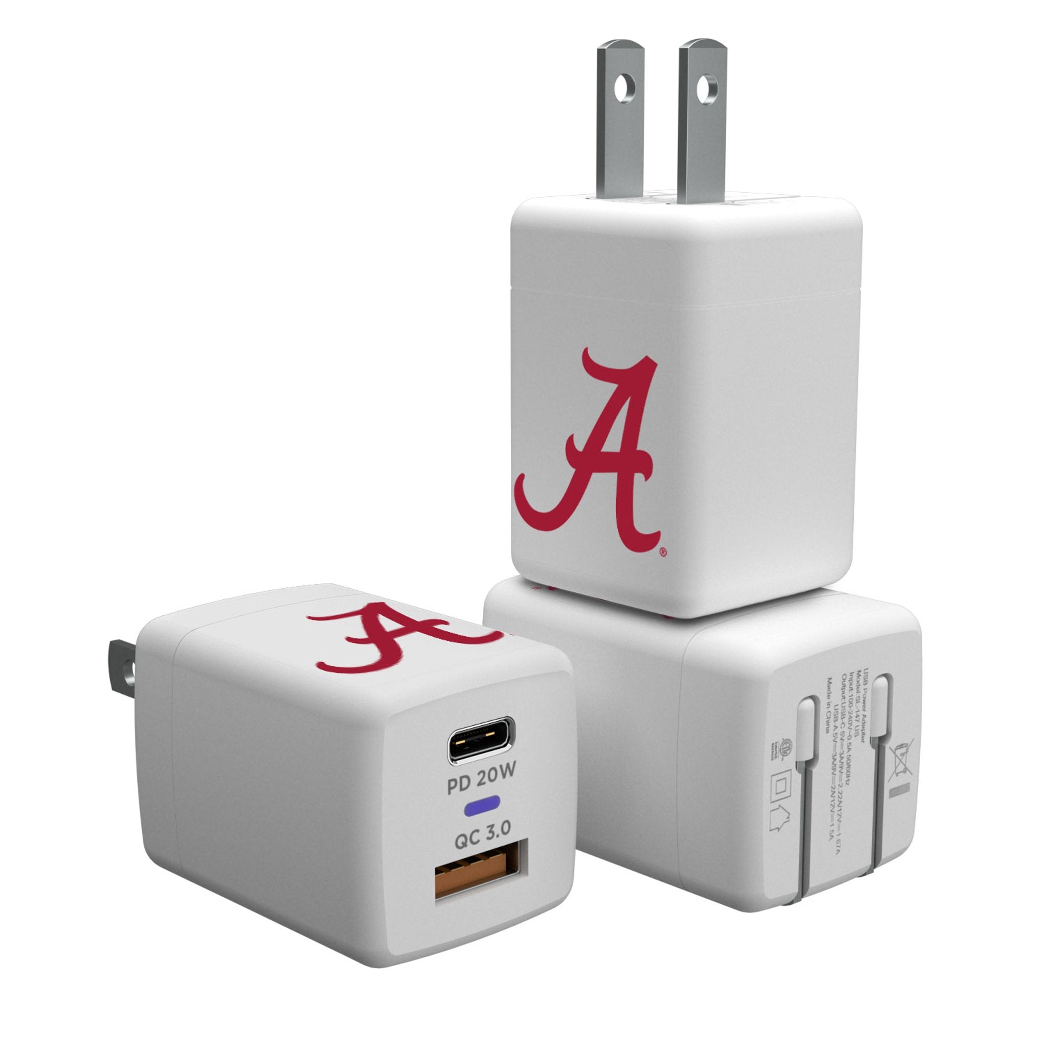 University of Alabama Crimson Tide Script A Insignia USB A/C Charger - Sports Gifts, Sports Memorabilia, Sports Collectibles, Fan Shop