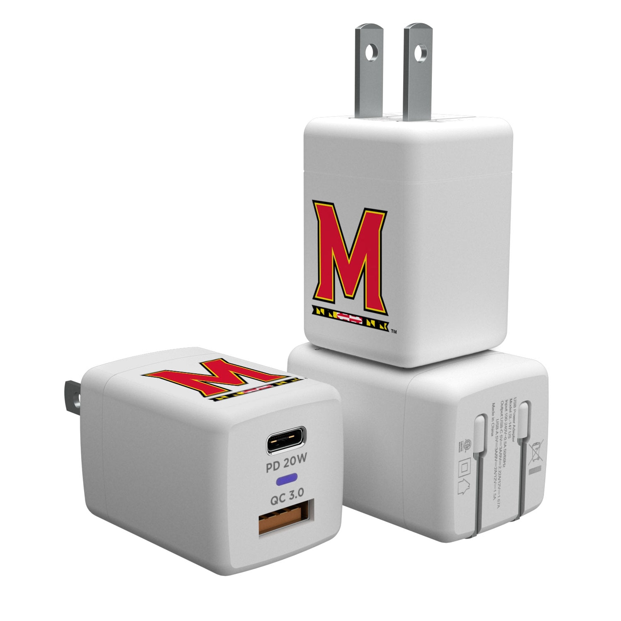 University of Maryland Terrapins Insignia USB A/C Charger - Sports Gifts, Sports Memorabilia, Sports Collectibles, Fan Shop