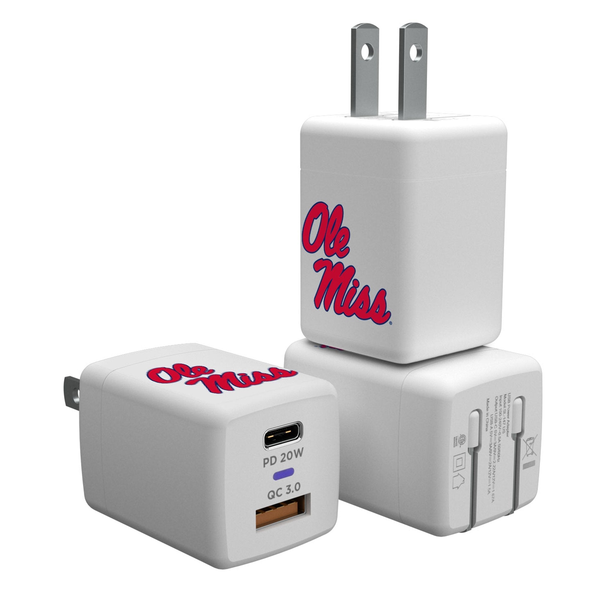 University of Mississippi Rebels Insignia USB A/C Charger - Sports Gifts, Sports Memorabilia, Sports Collectibles, Fan Shop