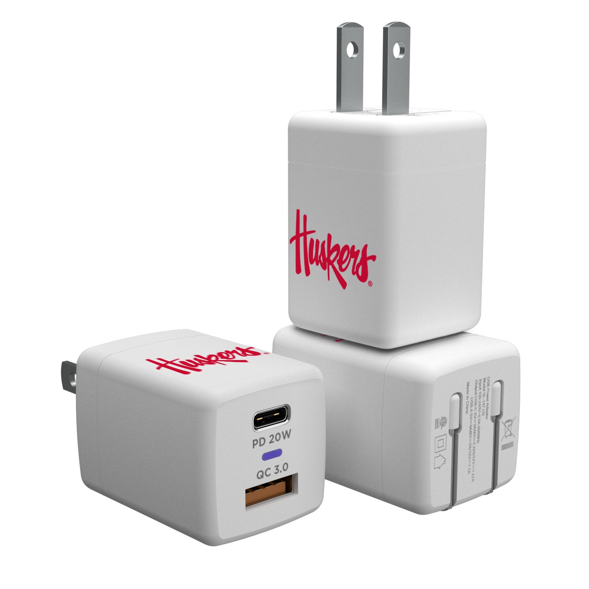 University of Nebraska Huskers Insignia USB A/C Charger - Sports Gifts, Sports Memorabilia, Sports Collectibles, Fan Shop