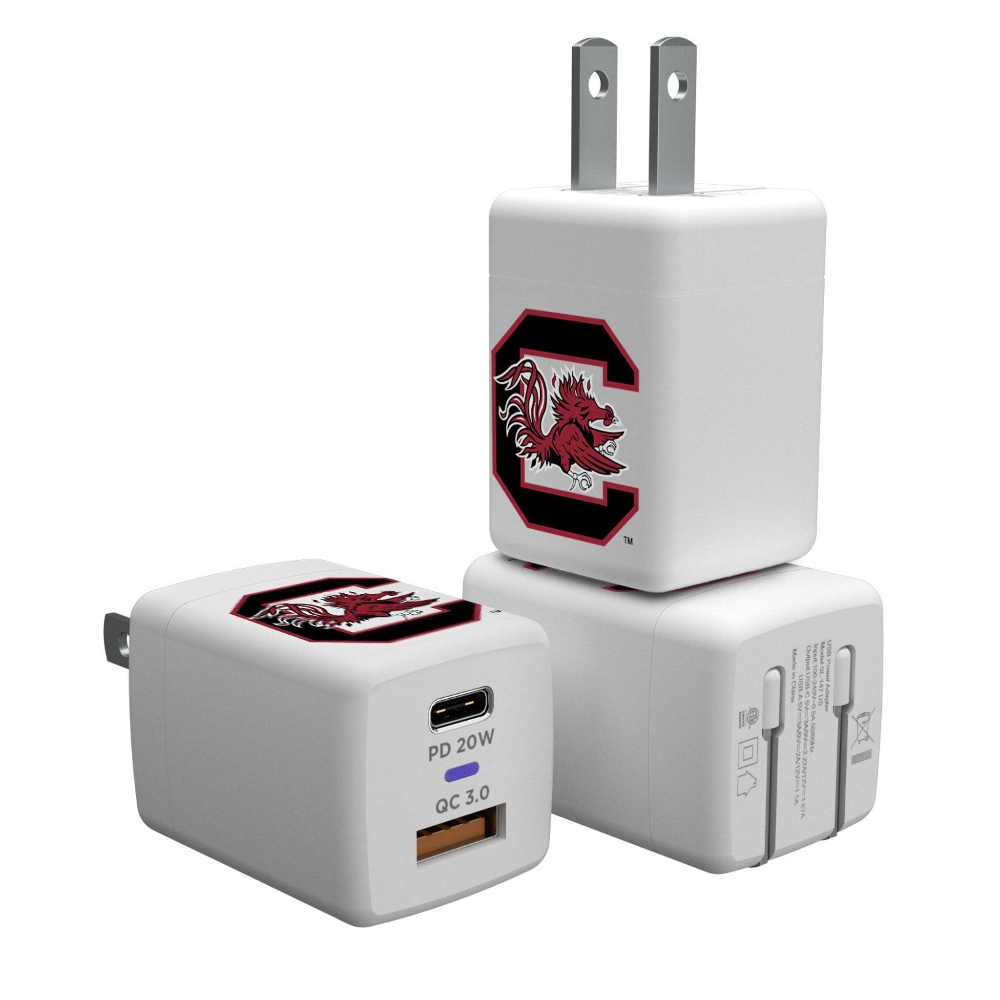 University of South Carolina Gamecocks Insignia USB A/C Charger - Sports Gifts, Sports Memorabilia, Sports Collectibles, Fan Shop