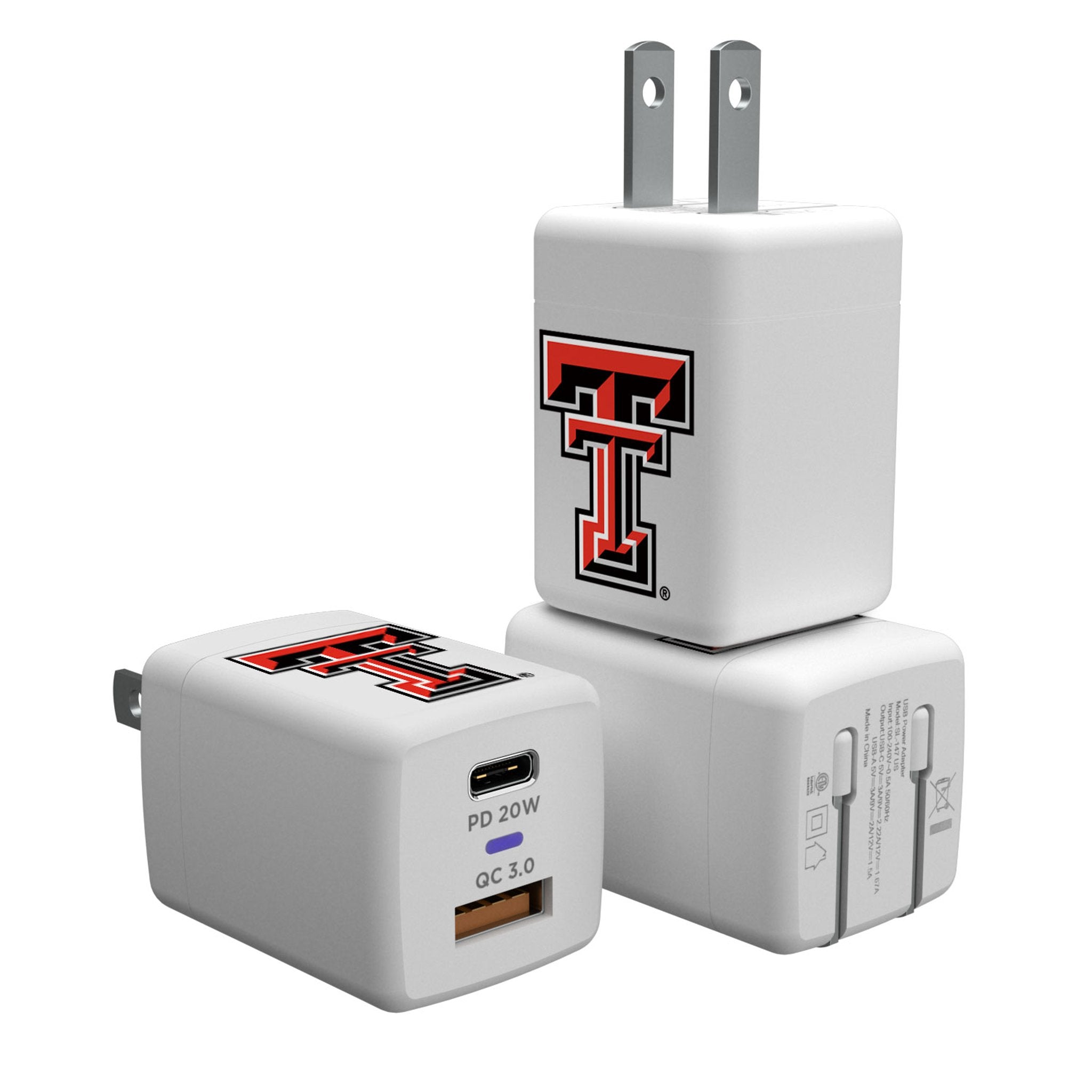 Texas Tech Red Raiders Insignia USB A/C Charger - Sports Gifts, Sports Memorabilia, Sports Collectibles, Fan Shop