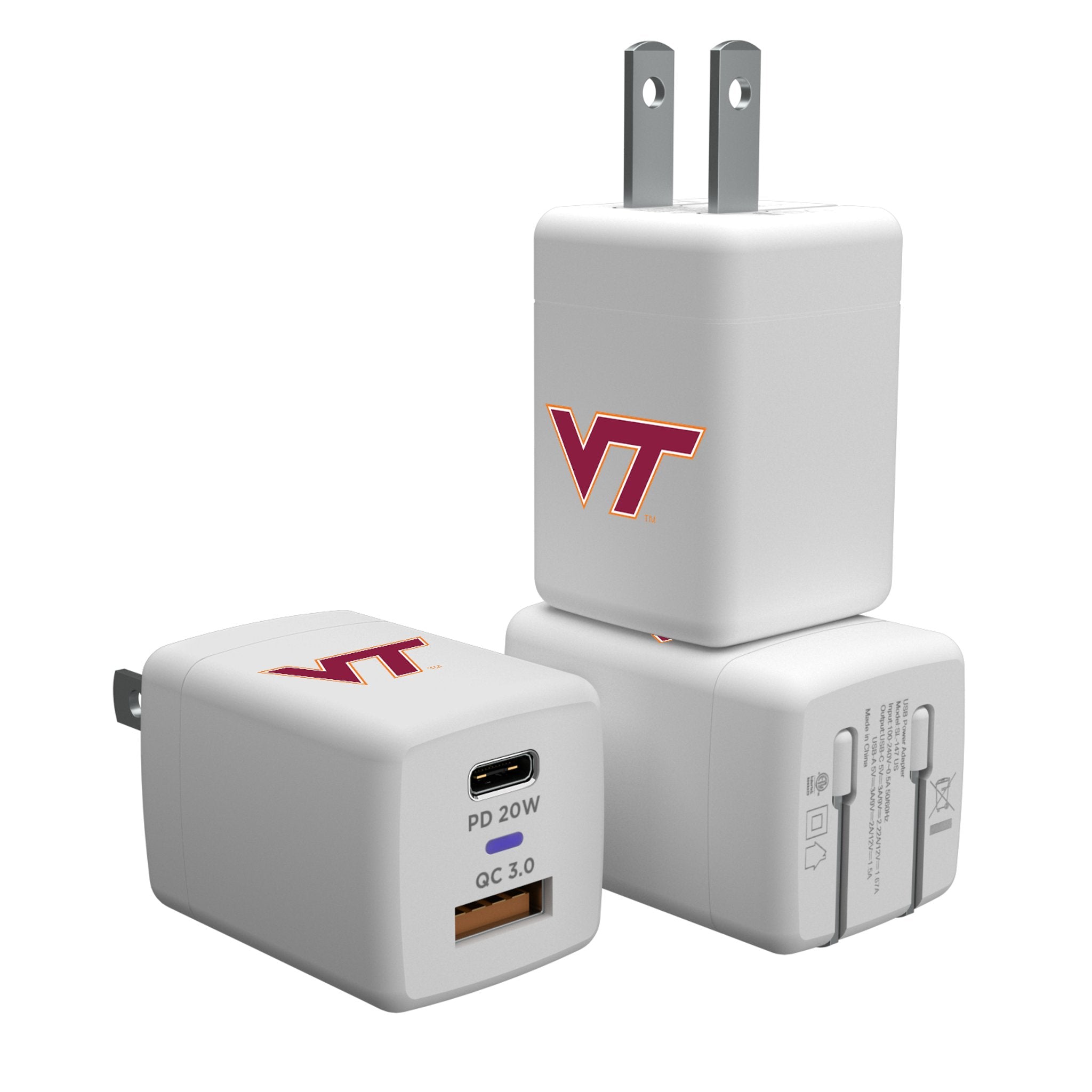 Virginia Tech Hokies Insignia USB A/C Charger - Sports Gifts, Sports Memorabilia, Sports Collectibles, Fan Shop