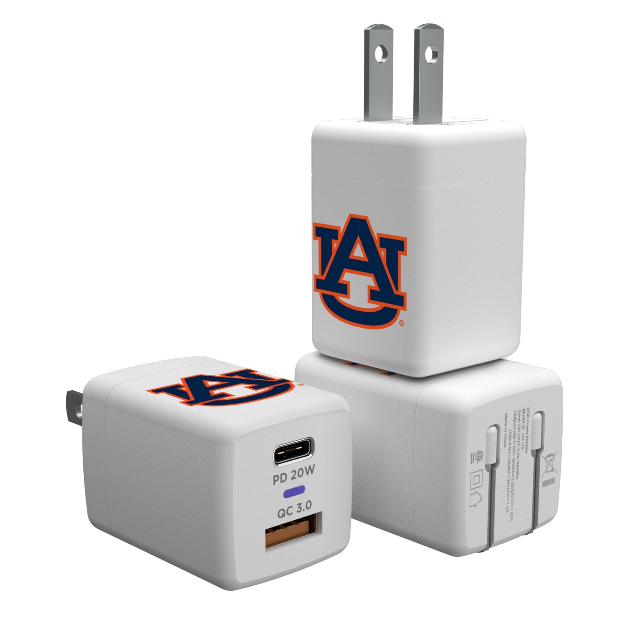 University of Auburn Tigers Insignia USB A/C Charger - Sports Gifts, Sports Memorabilia, Sports Collectibles, Fan Shop