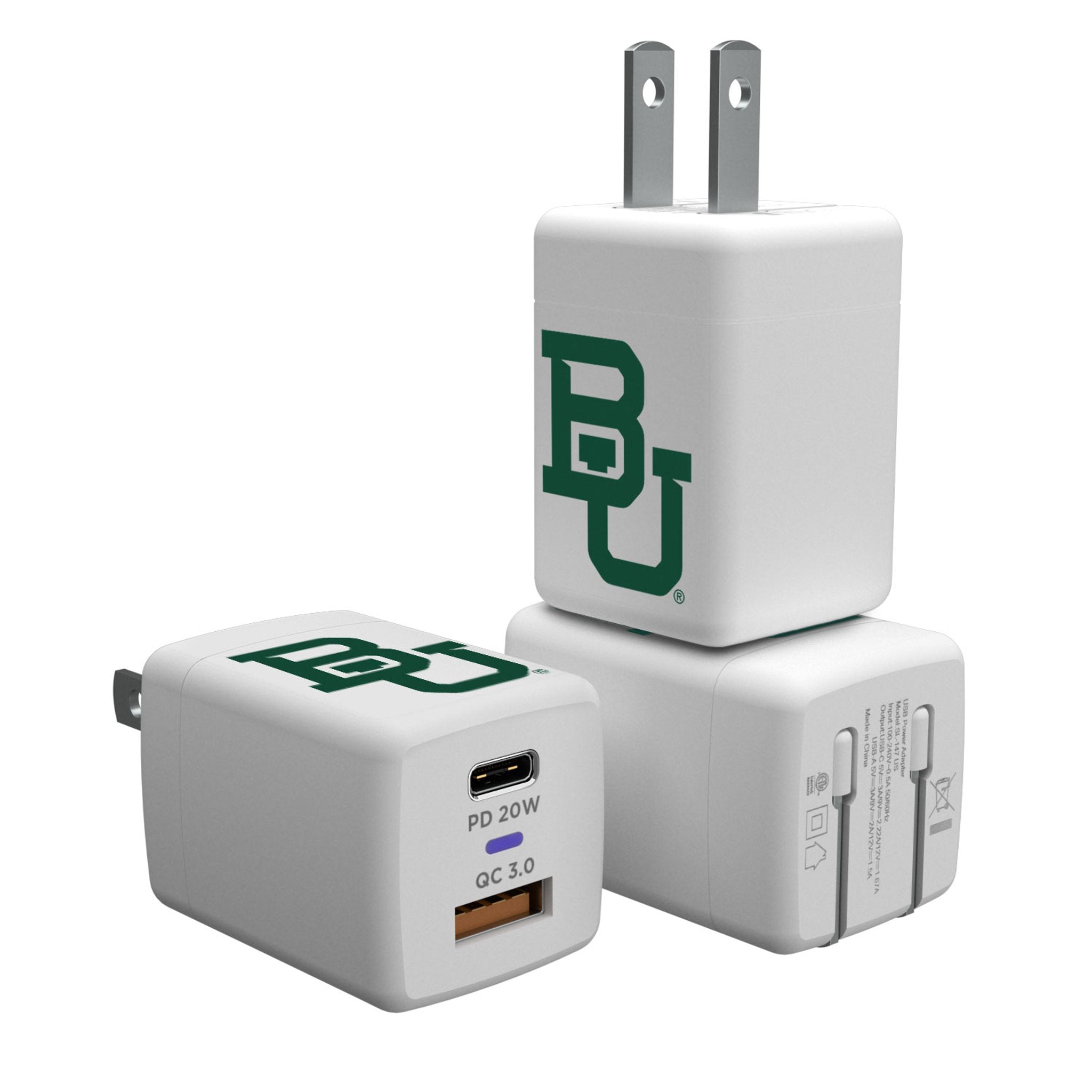 Baylor University Bears Insignia USB A/C Charger - Sports Gifts, Sports Memorabilia, Sports Collectibles, Fan Shop