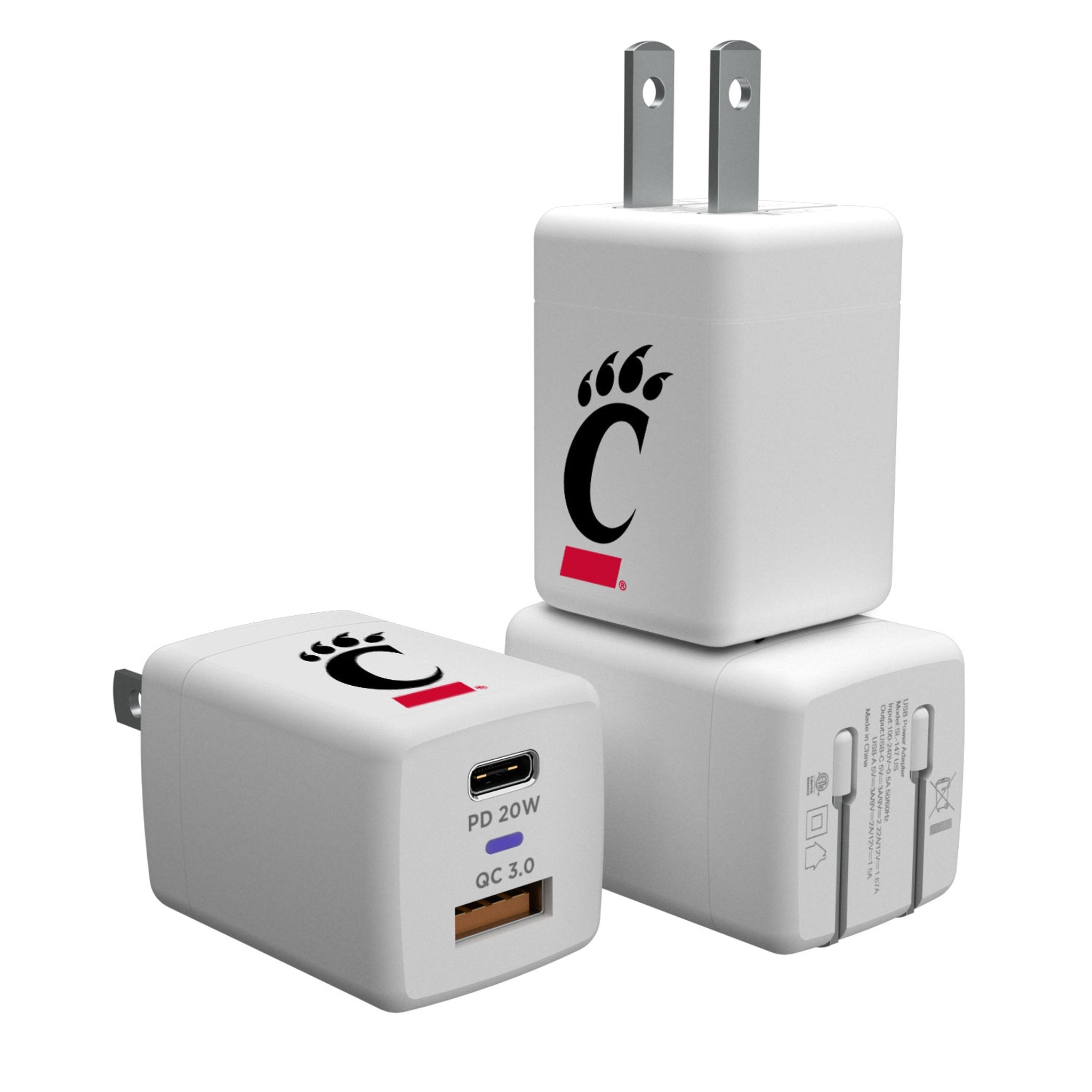 University of Cincinnati Bearcats Insignia USB A/C Charger - Sports Gifts, Sports Memorabilia, Sports Collectibles, Fan Shop