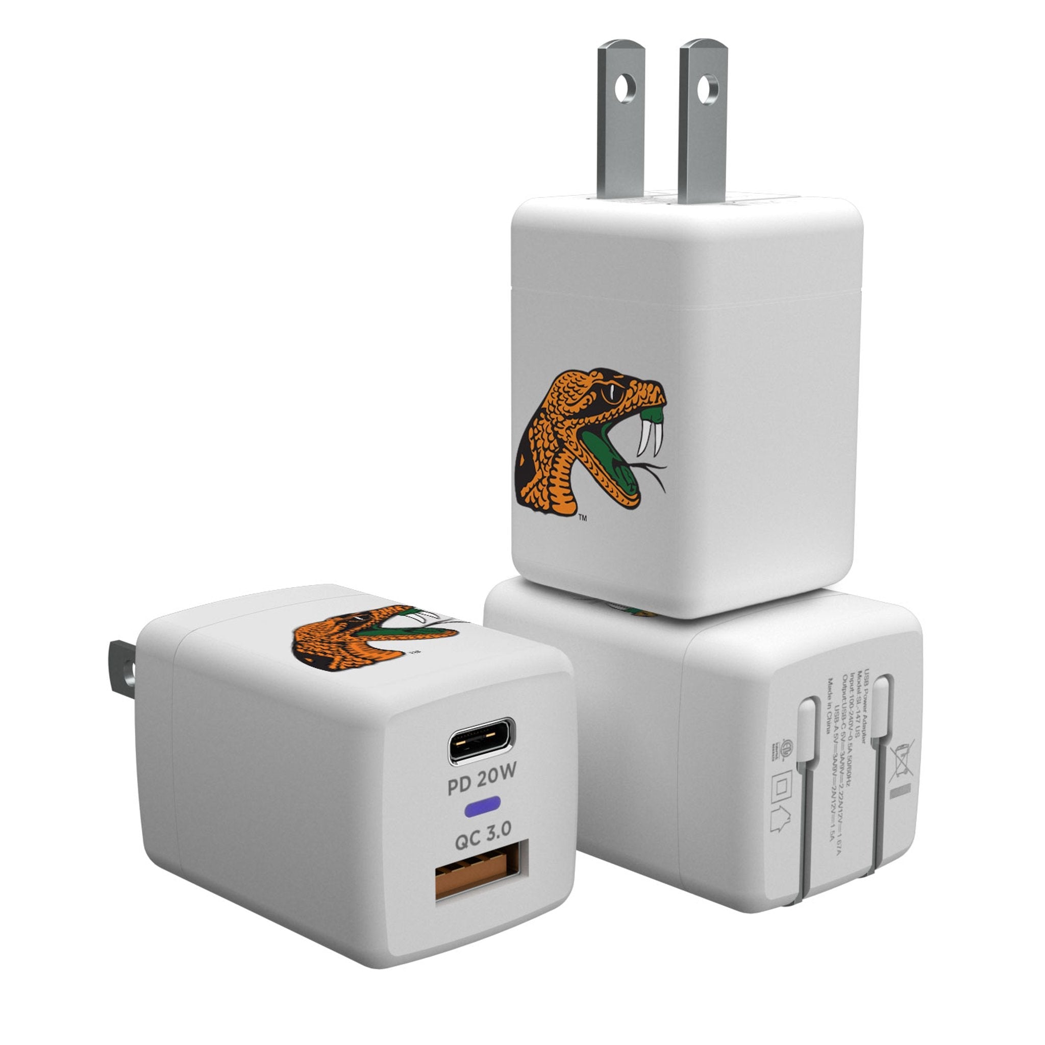 Florida A&M University Rattlers Insignia USB A/C Charger - Sports Gifts, Sports Memorabilia, Sports Collectibles, Fan Shop