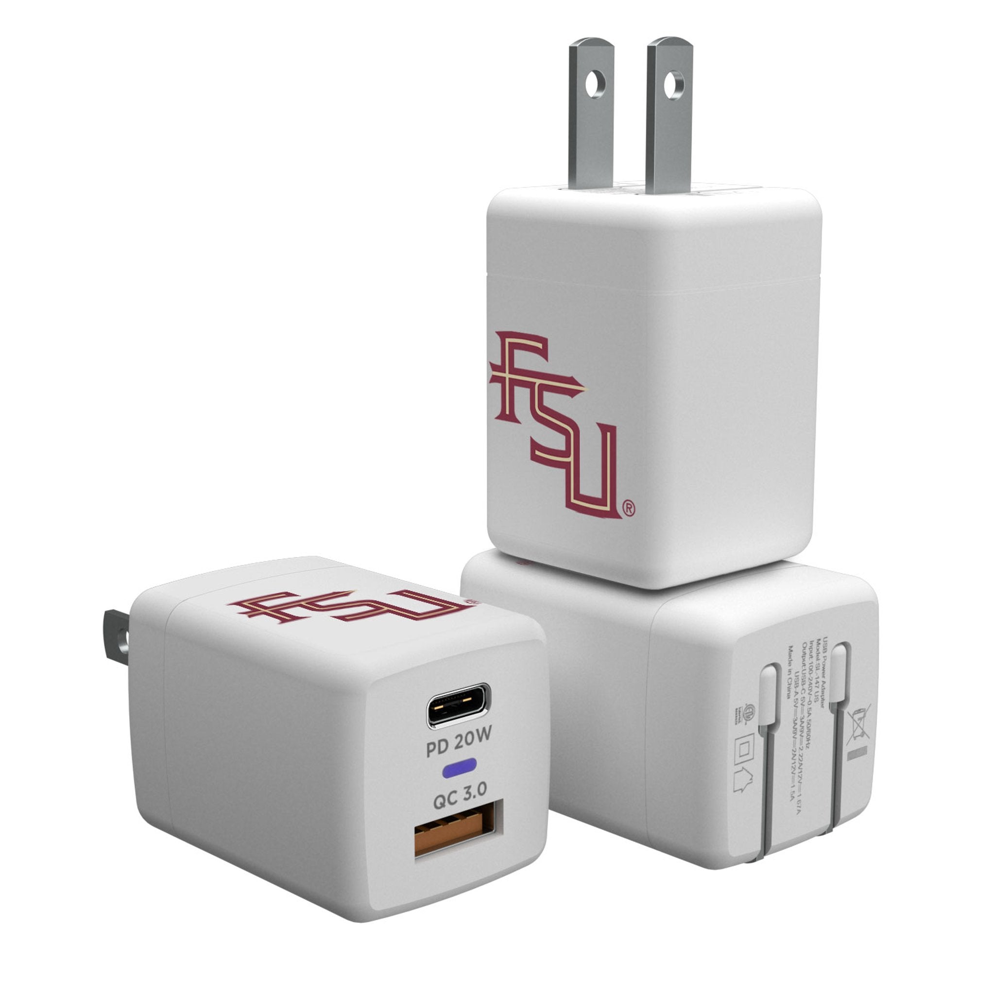 Florida State University Seminoles Athletic Wordmark Insignia USB A/C Charger - Sports Gifts, Sports Memorabilia, Sports Collectibles, Fan Shop