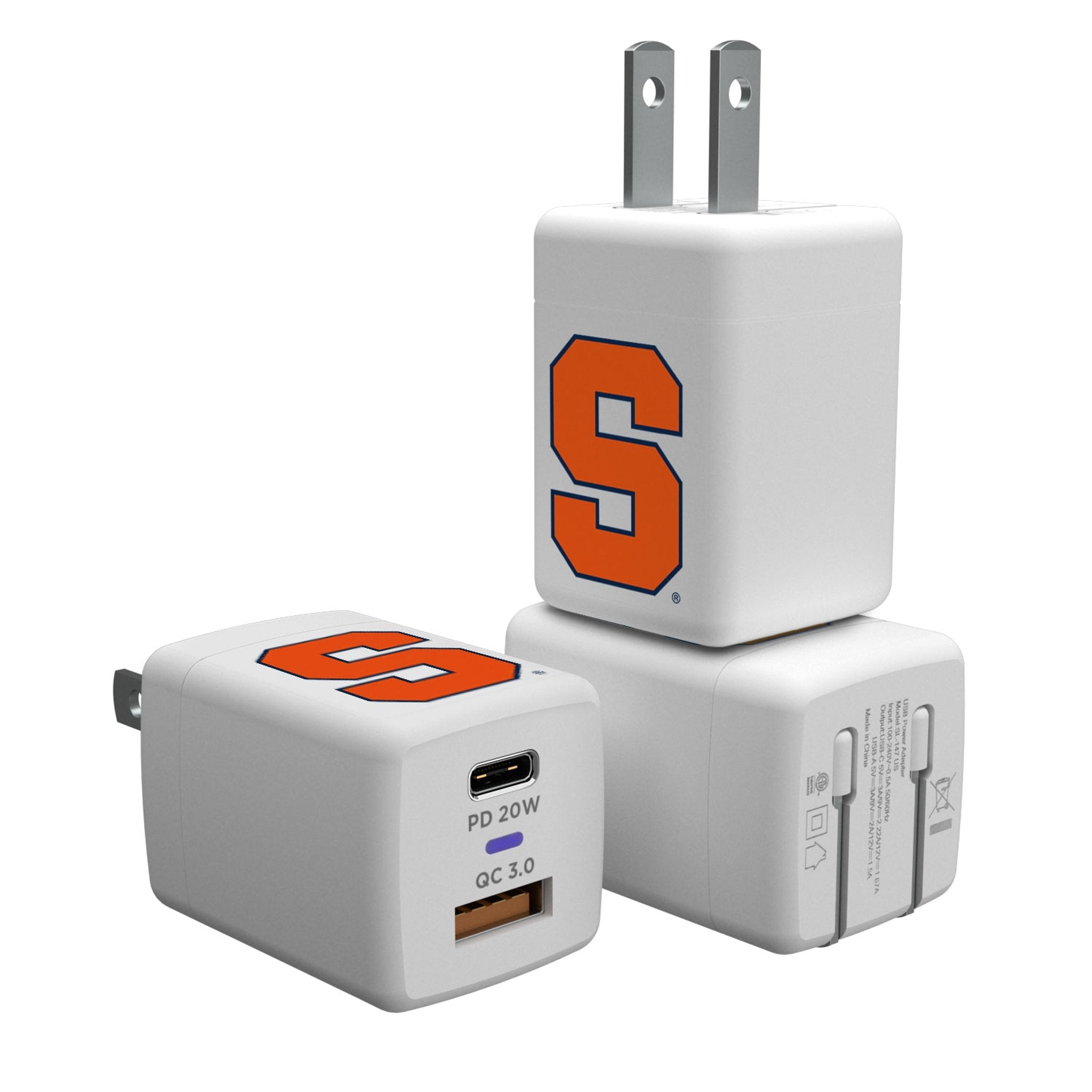 Syracuse University Orange Insignia USB A/C Charger - Sports Gifts, Sports Memorabilia, Sports Collectibles, Fan Shop