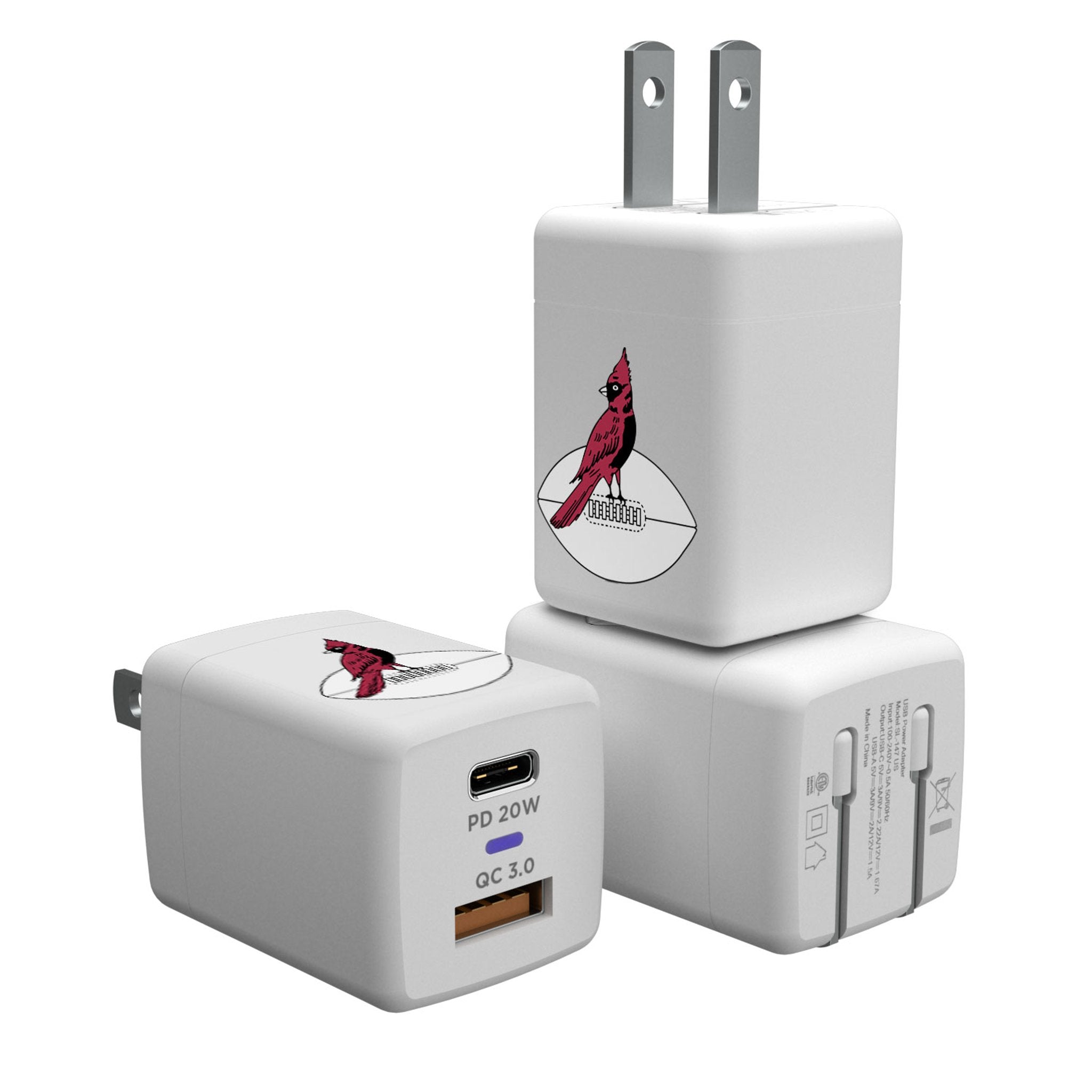 Chicago Cardinals 1947-1959 Historic Collection Insignia USB A/C Charger - Sports Gifts, Sports Memorabilia, Sports Collectibles, Fan Shop