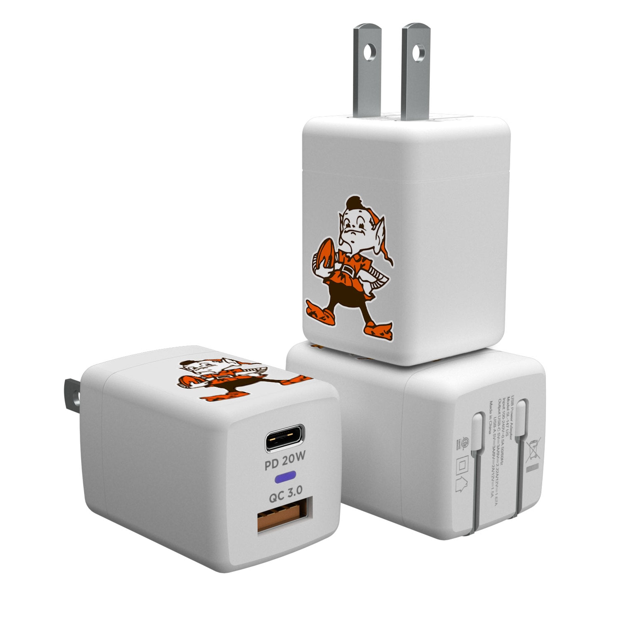 Cleveland Browns Historic Collection Insignia USB A/C Charger - Sports Gifts, Sports Memorabilia, Sports Collectibles, Fan Shop