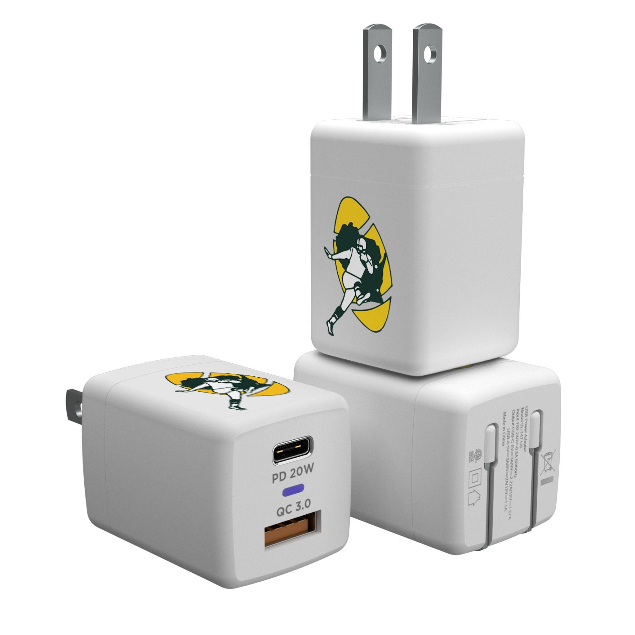 Green Bay Packers Historic Collection Insignia USB A/C Charger - Sports Gifts, Sports Memorabilia, Sports Collectibles, Fan Shop