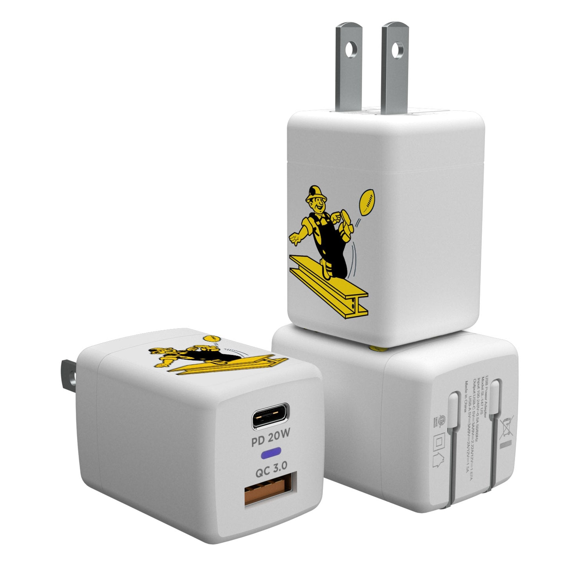 Pittsburgh Steelers 1961 Historic Collection Insignia USB A/C Charger - Sports Gifts, Sports Memorabilia, Sports Collectibles, Fan Shop