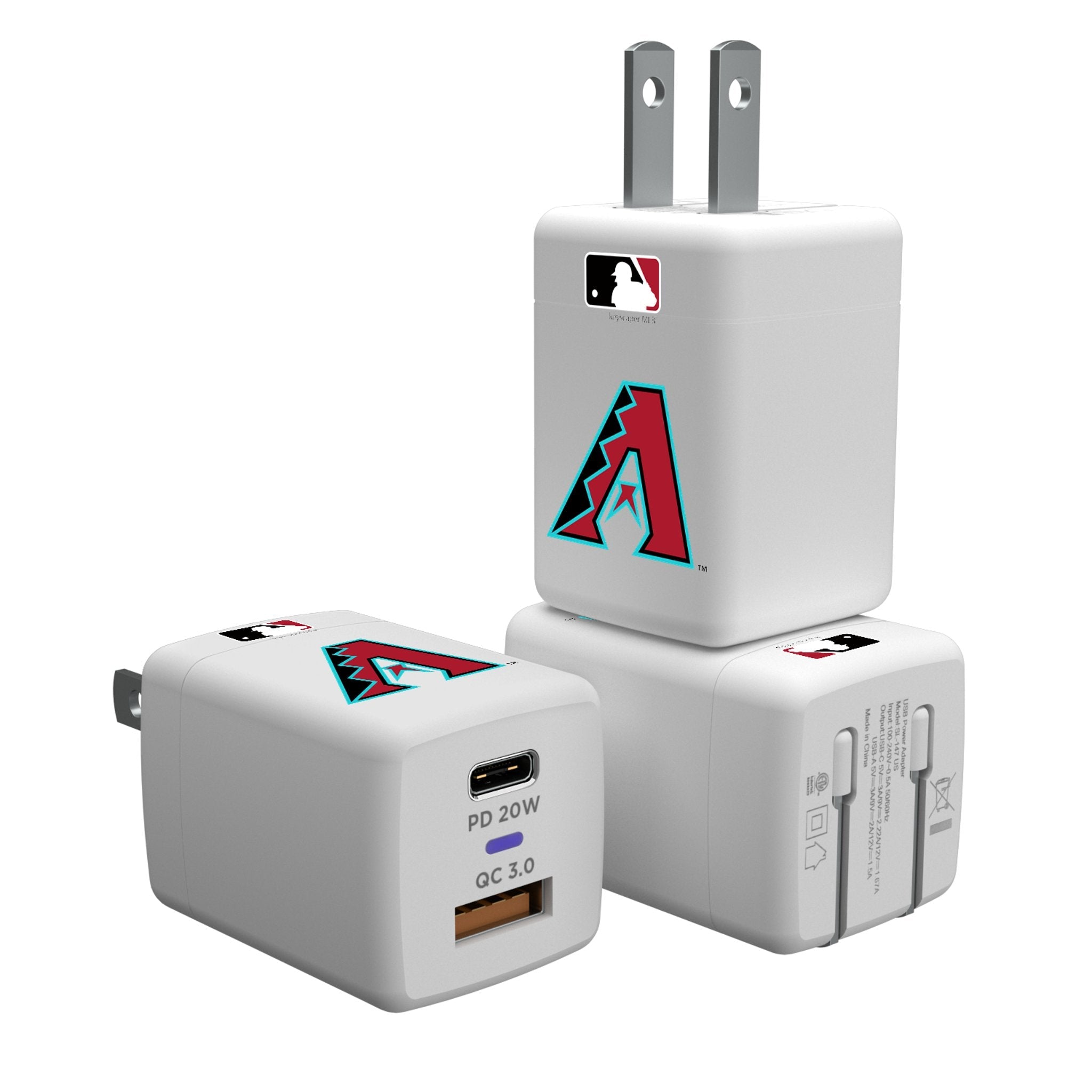 Arizona Diamondbacks Insignia USB A/C Charger - Sports Gifts, Sports Memorabilia, Sports Collectibles, Fan Shop