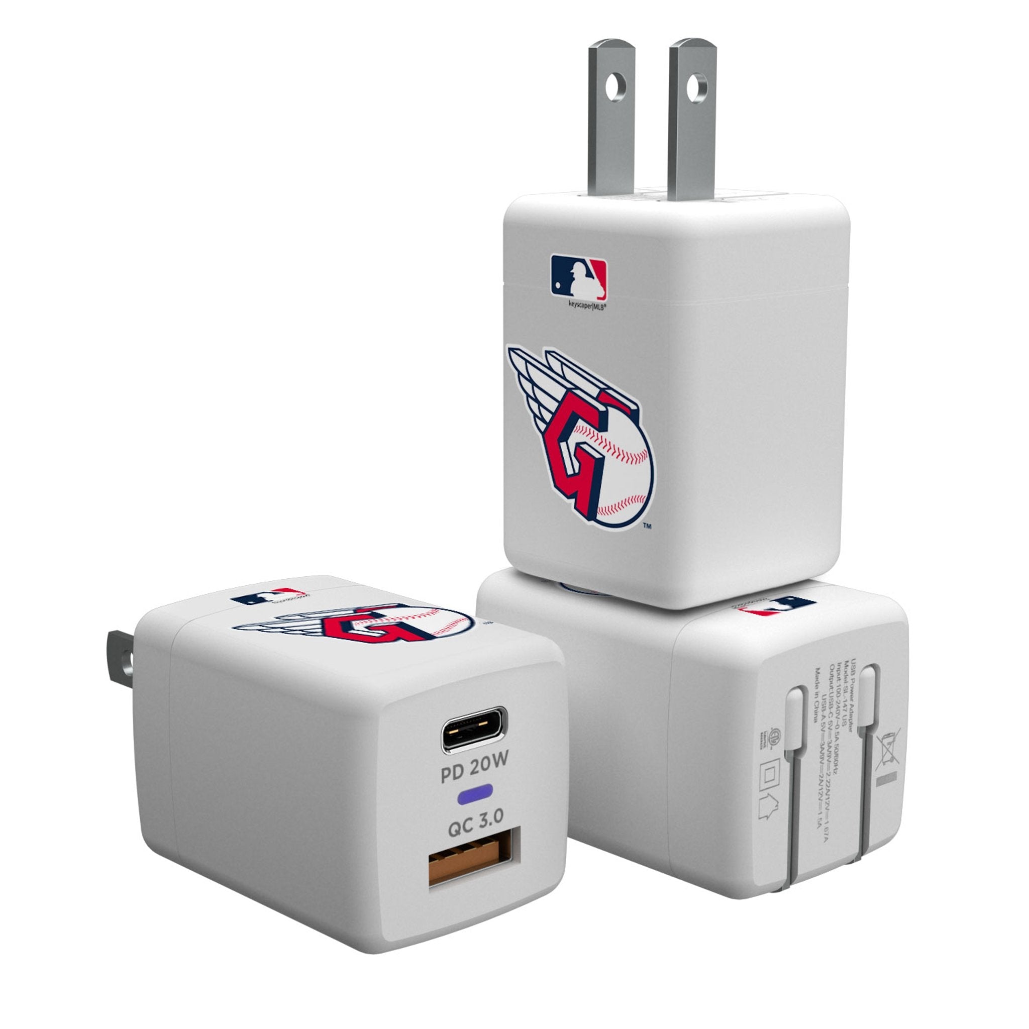 Cleveland Guardians Insignia USB A/C Charger - Sports Gifts, Sports Memorabilia, Sports Collectibles, Fan Shop