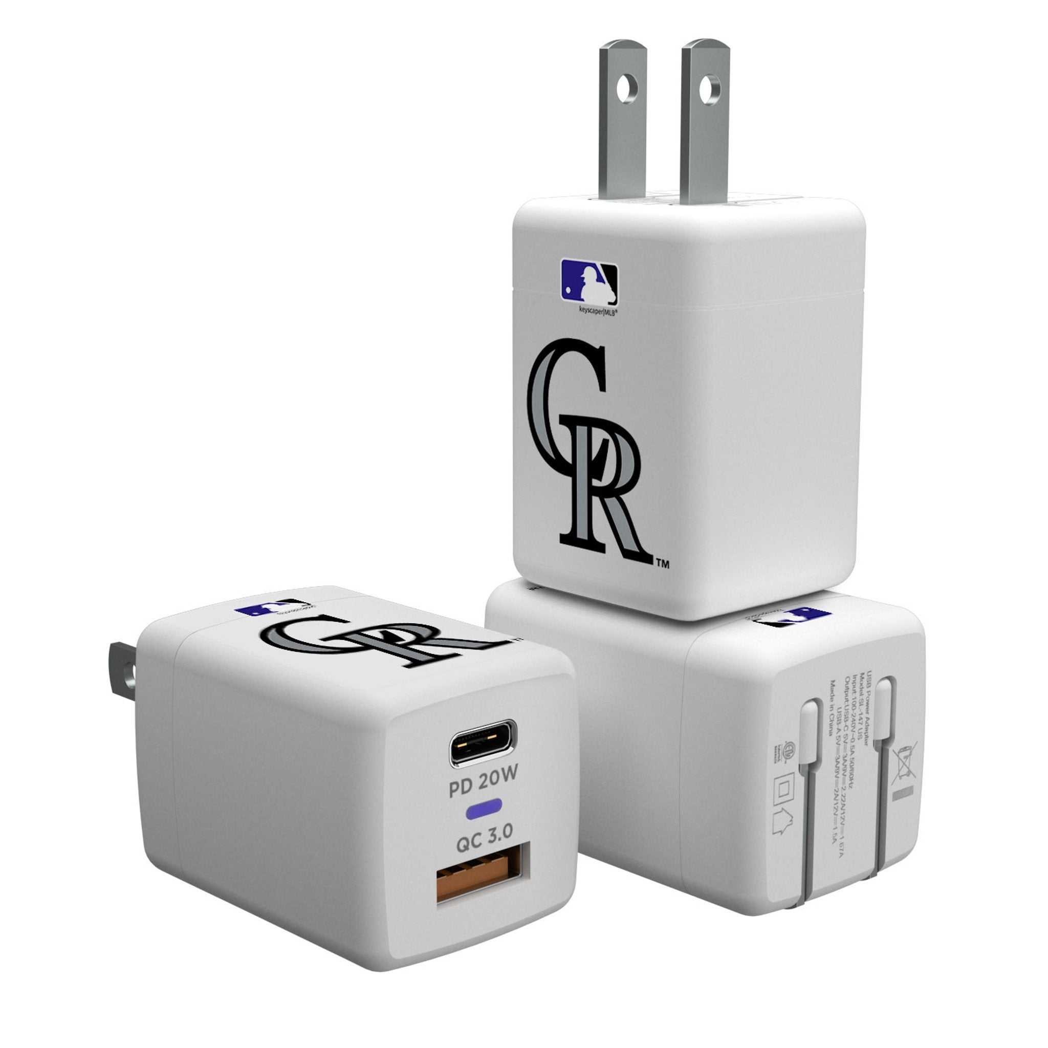 Colorado Rockies Insignia USB A/C Charger - Sports Gifts, Sports Memorabilia, Sports Collectibles, Fan Shop