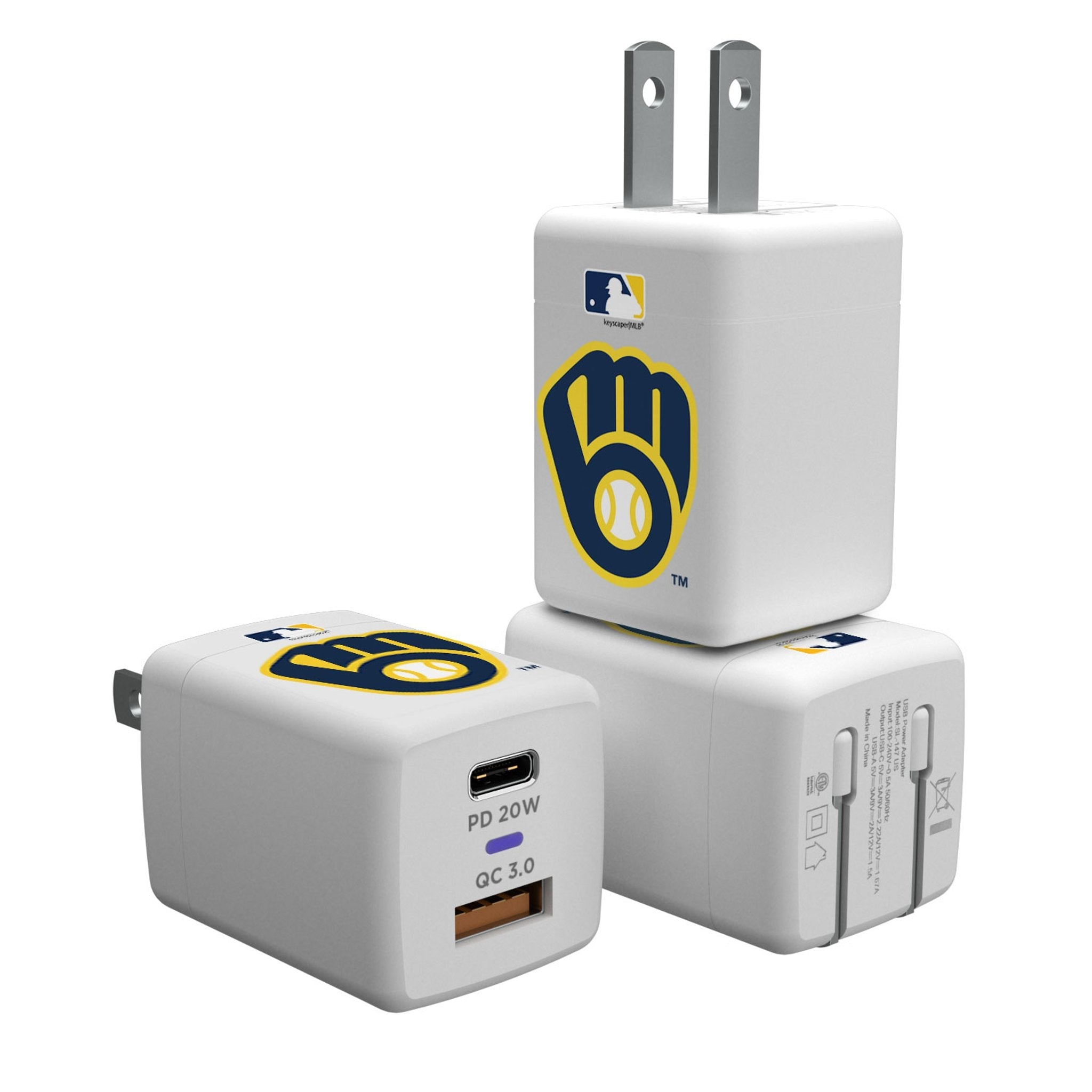 Milwaukee Brewers Insignia USB A/C Charger - Sports Gifts, Sports Memorabilia, Sports Collectibles, Fan Shop
