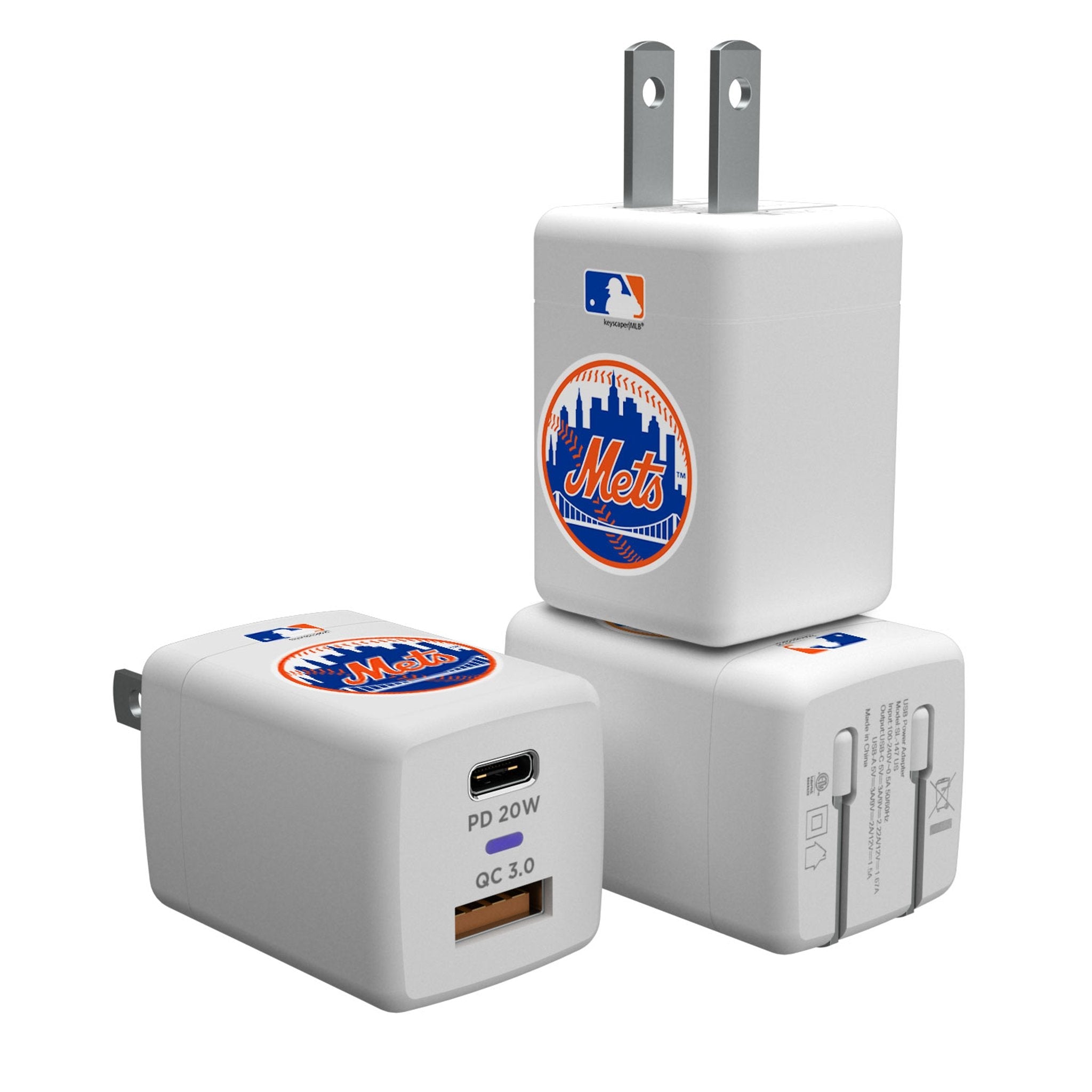 New York Mets Insignia USB A/C Charger - Sports Gifts, Sports Memorabilia, Sports Collectibles, Fan Shop