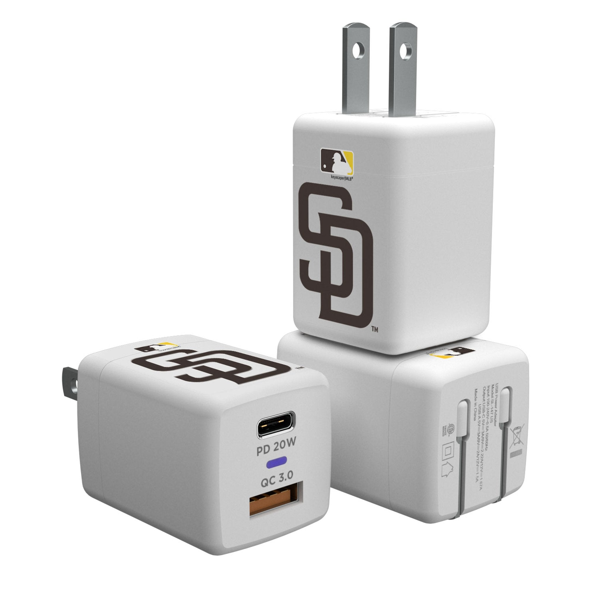 San Diego Padres Insignia USB A/C Charger - Sports Gifts, Sports Memorabilia, Sports Collectibles, Fan Shop