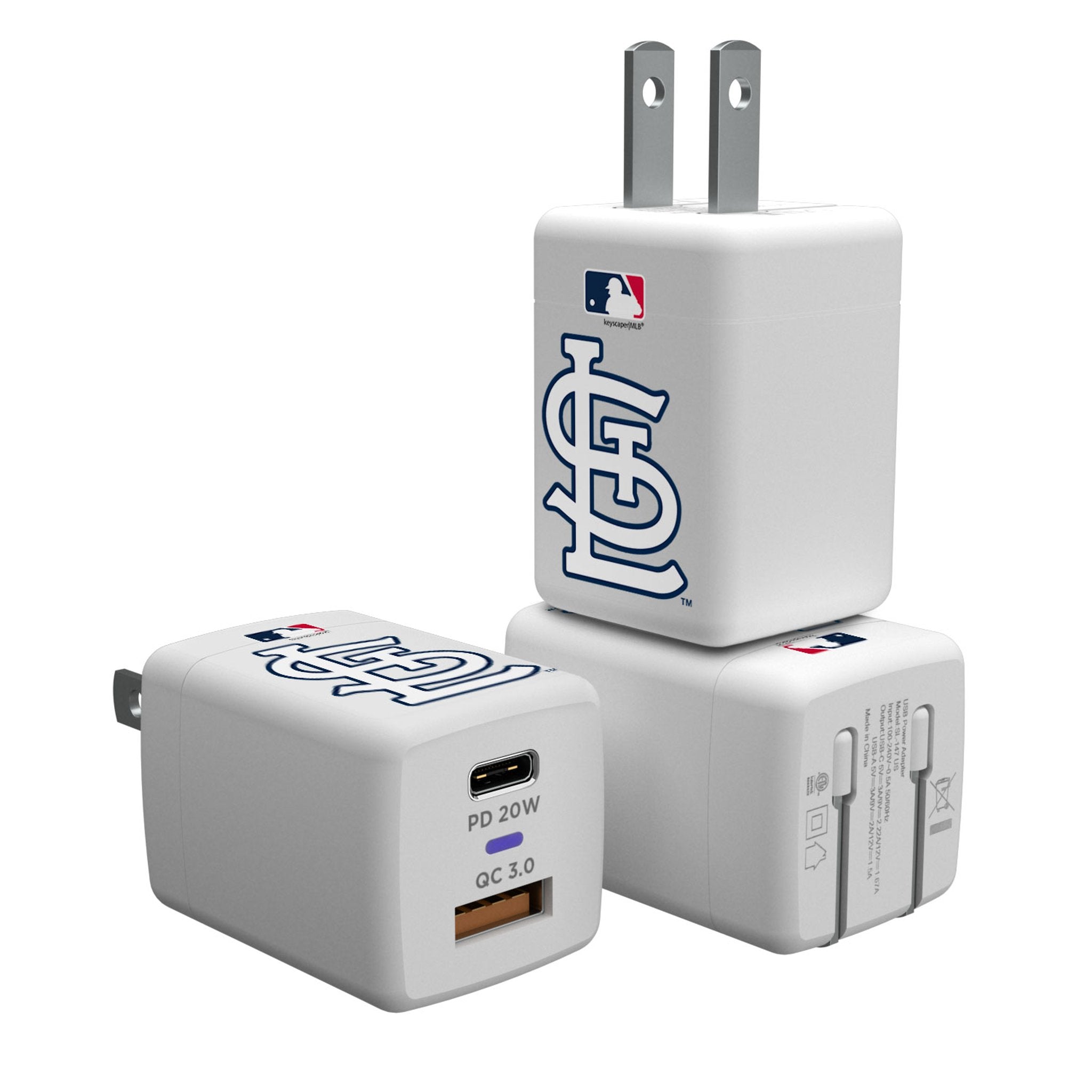 St Louis Cardinals Insignia USB A/C Charger - Sports Gifts, Sports Memorabilia, Sports Collectibles, Fan Shop