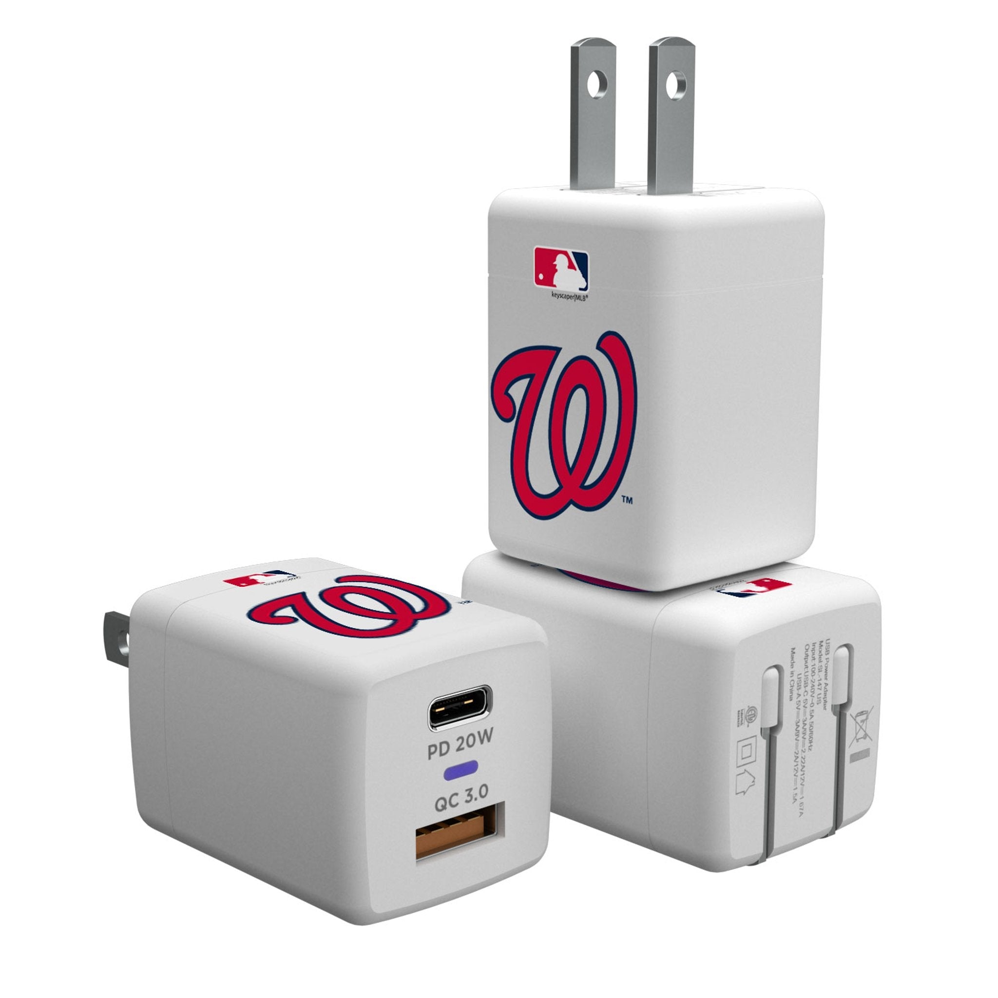 Washington Nationals Insignia USB A/C Charger - Sports Gifts, Sports Memorabilia, Sports Collectibles, Fan Shop