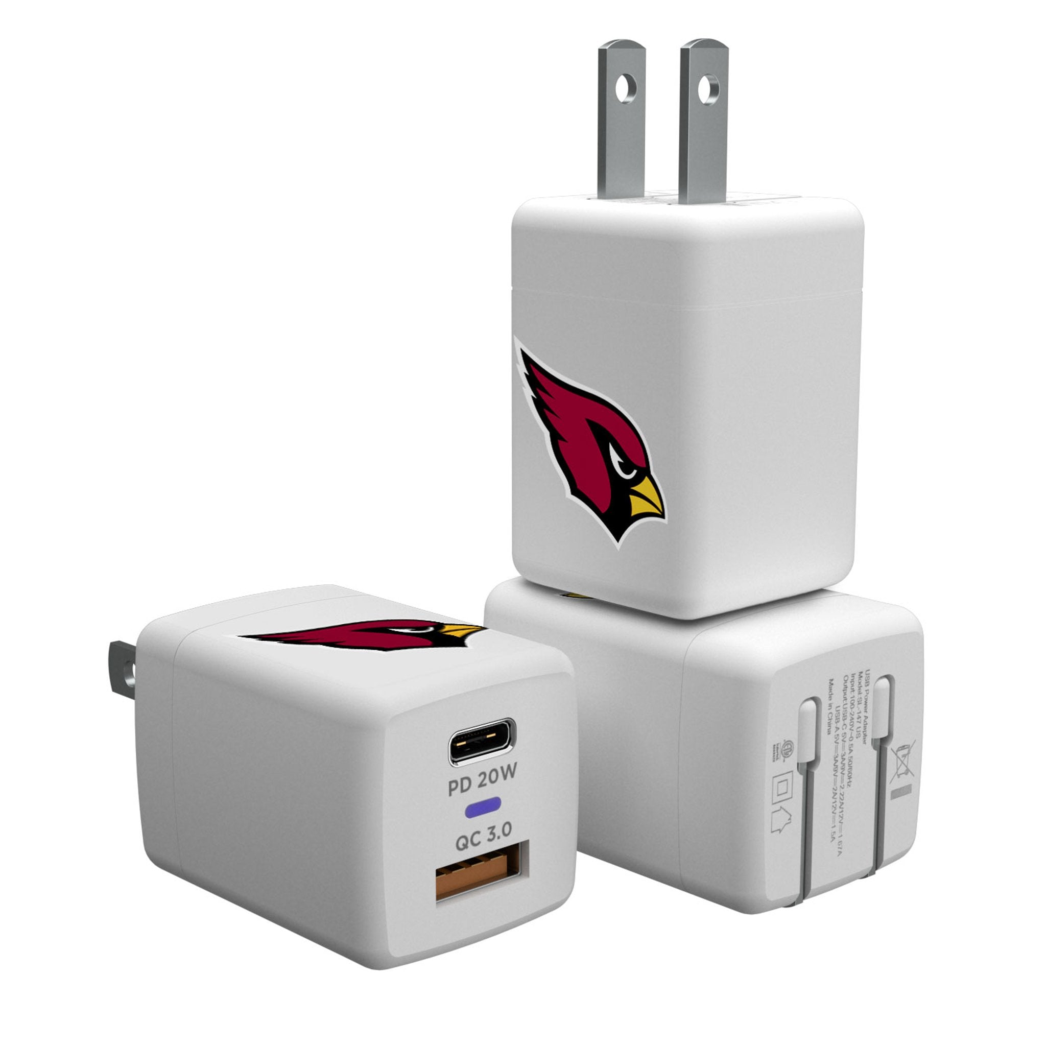 Arizona Cardinals Insignia USB A/C Charger - Sports Gifts, Sports Memorabilia, Sports Collectibles, Fan Shop