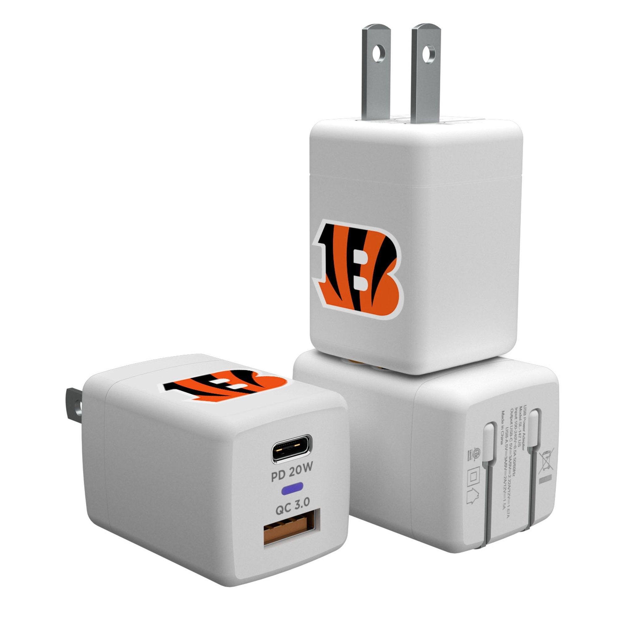 Cincinnati Bengals Insignia USB A/C Charger - Sports Gifts, Sports Memorabilia, Sports Collectibles, Fan Shop
