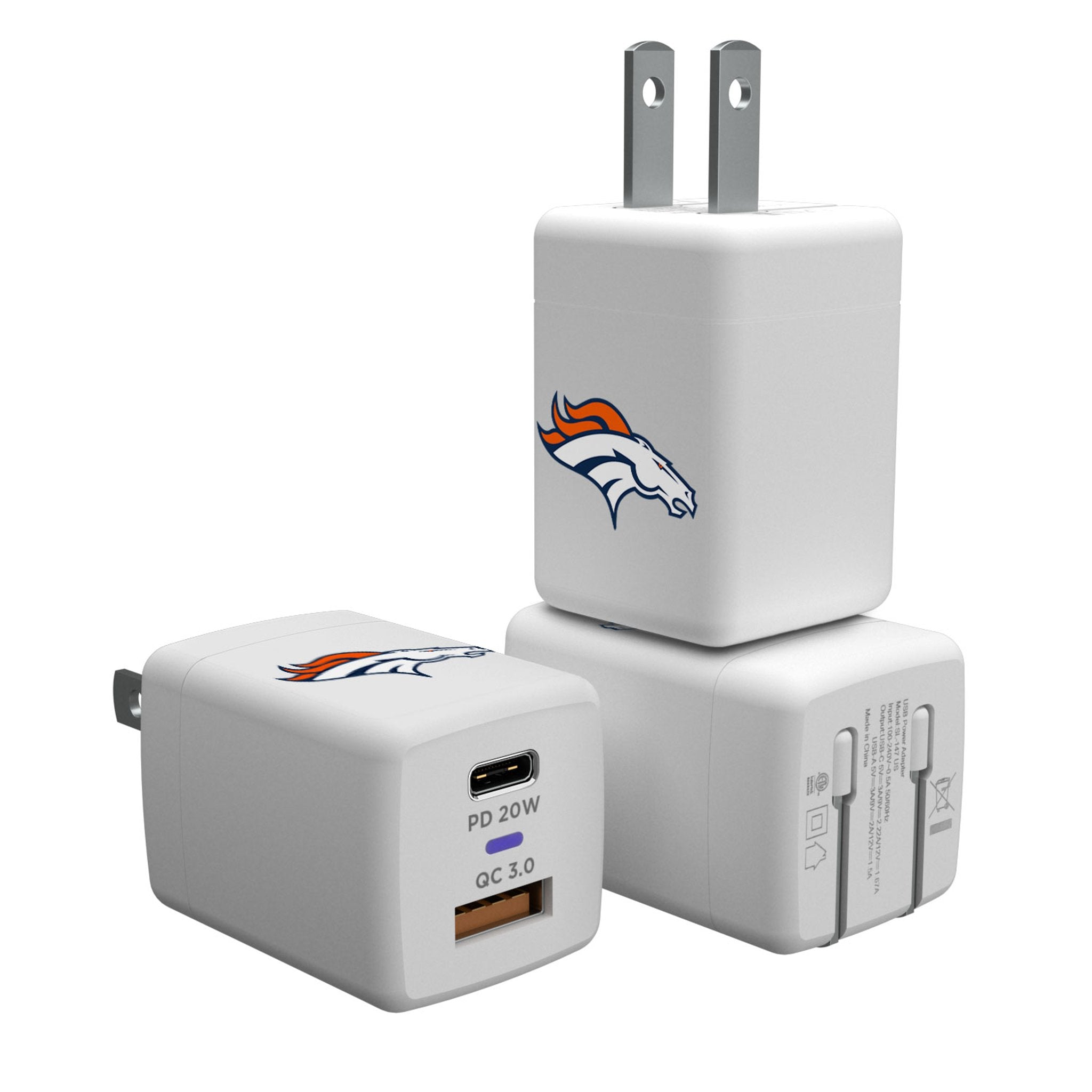 Denver Broncos Insignia USB A/C Charger - Sports Gifts, Sports Memorabilia, Sports Collectibles, Fan Shop