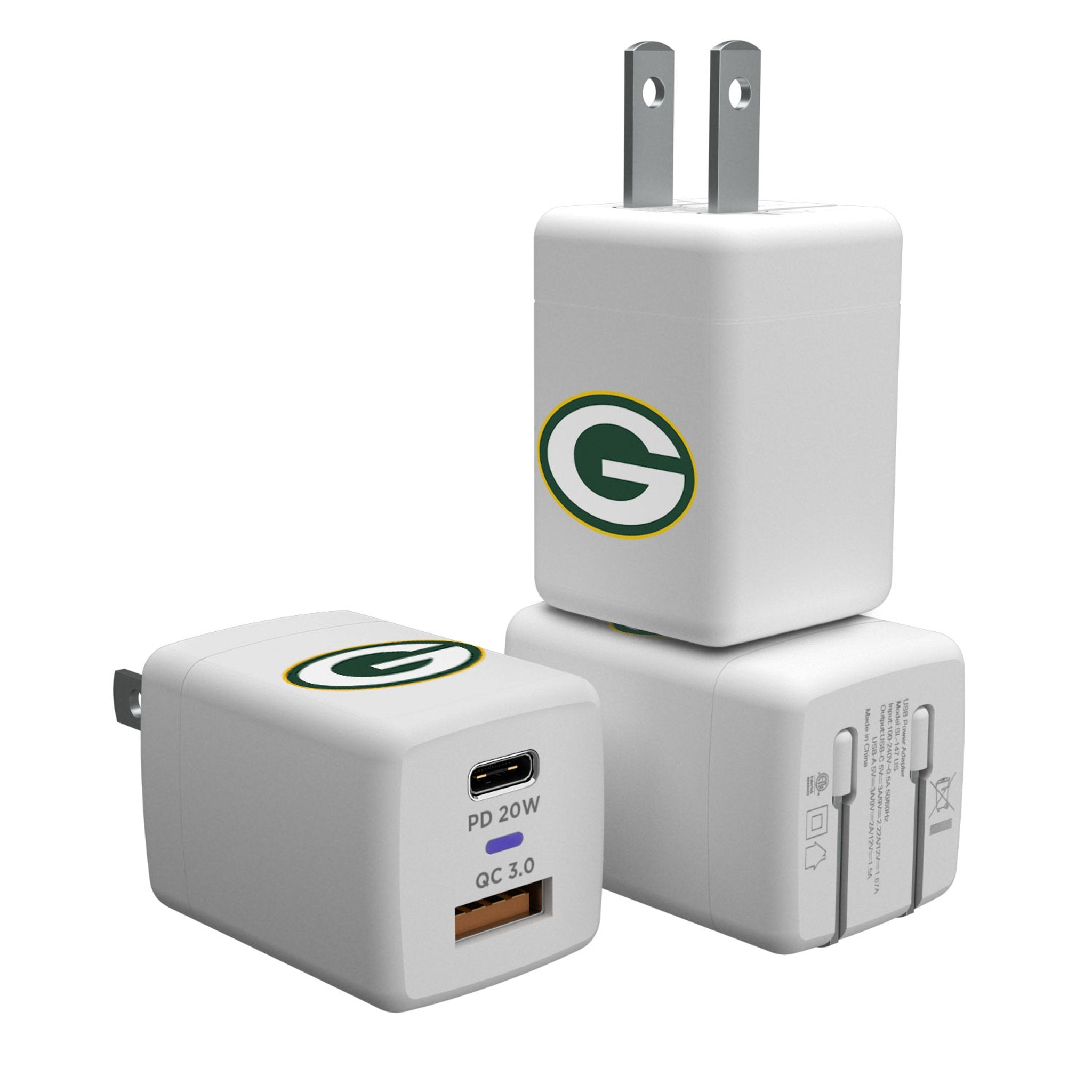 Green Bay Packers Insignia USB A/C Charger - Sports Gifts, Sports Memorabilia, Sports Collectibles, Fan Shop