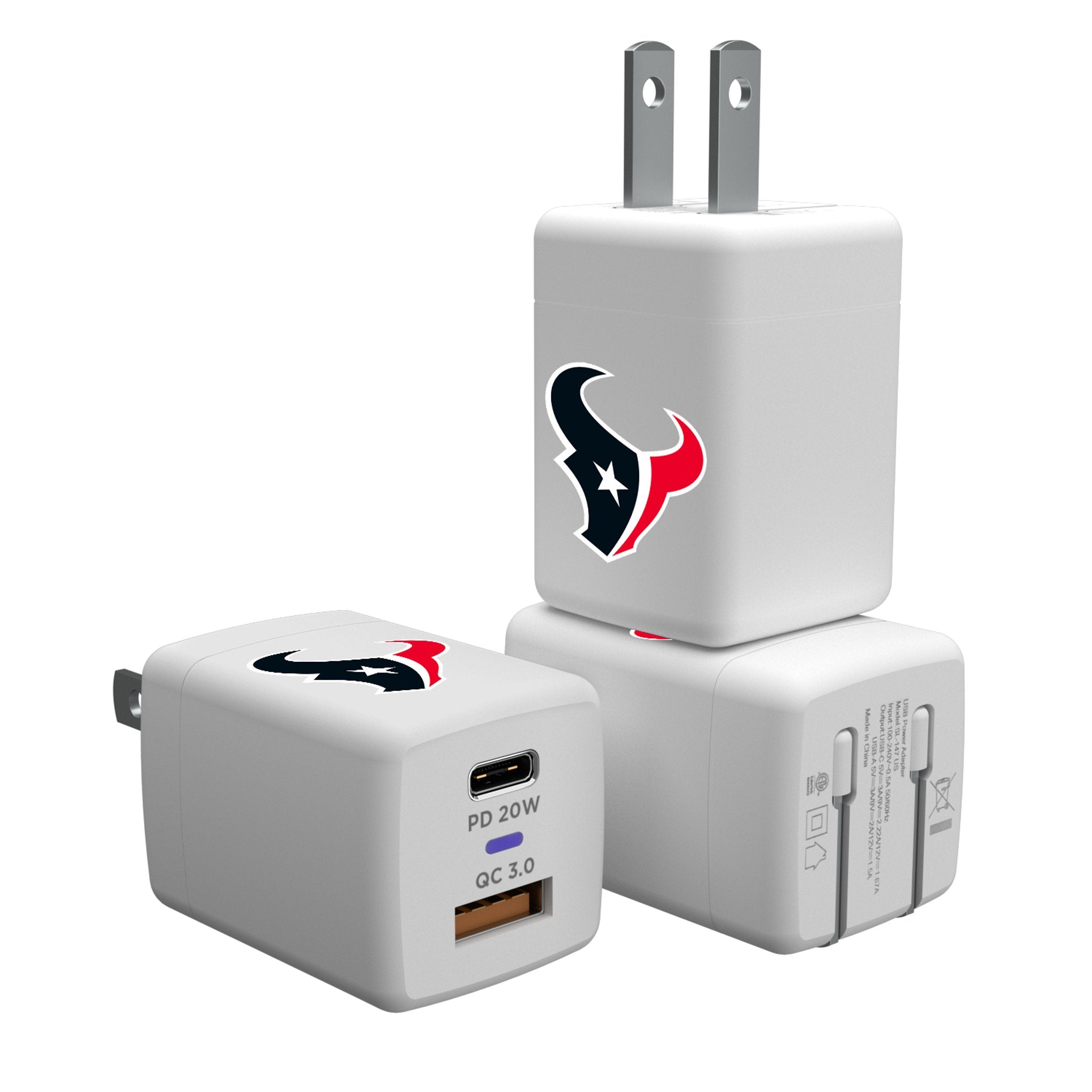Houston Texans Insignia USB A/C Charger - Sports Gifts, Sports Memorabilia, Sports Collectibles, Fan Shop