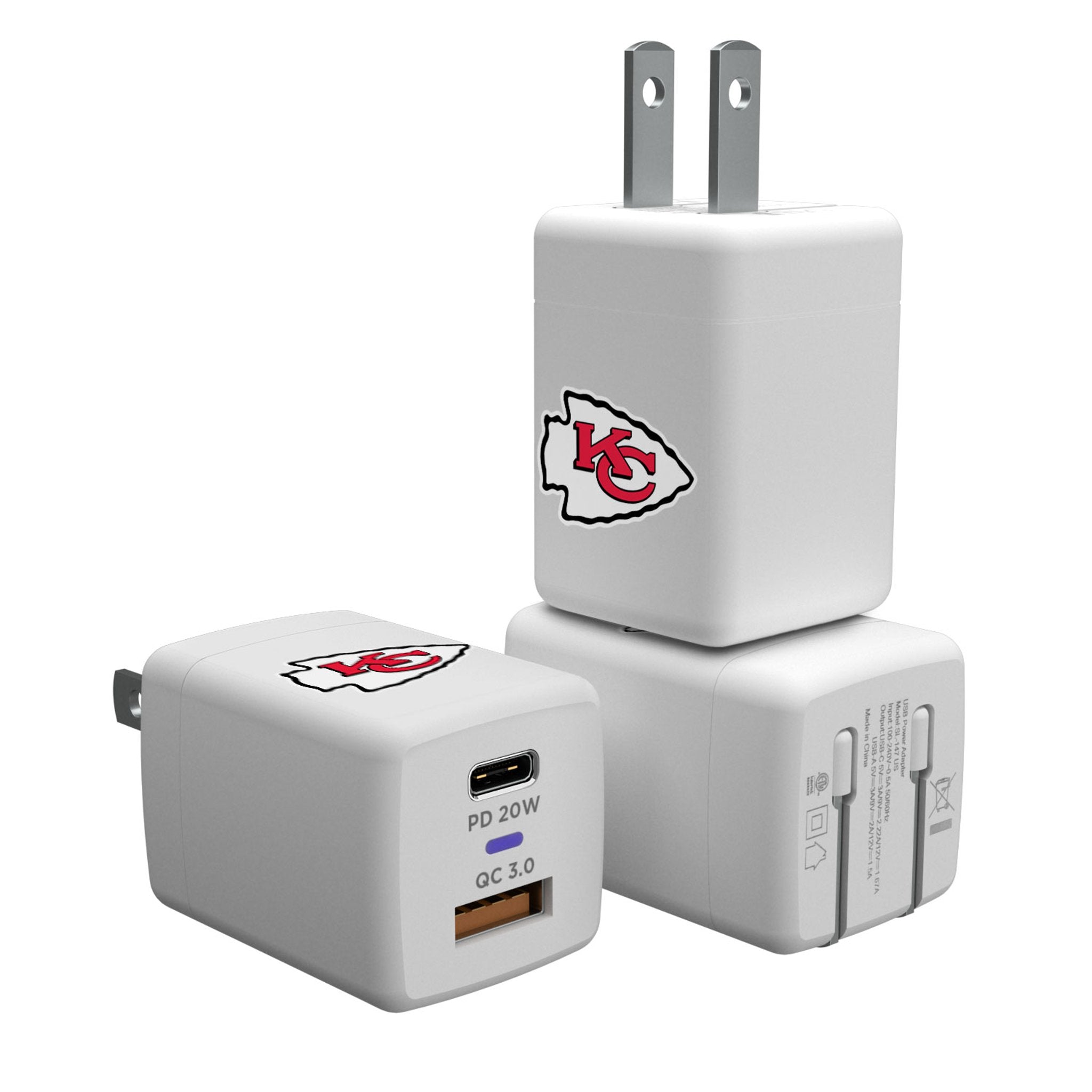 Kansas City Chiefs Insignia USB A/C Charger - Sports Gifts, Sports Memorabilia, Sports Collectibles, Fan Shop