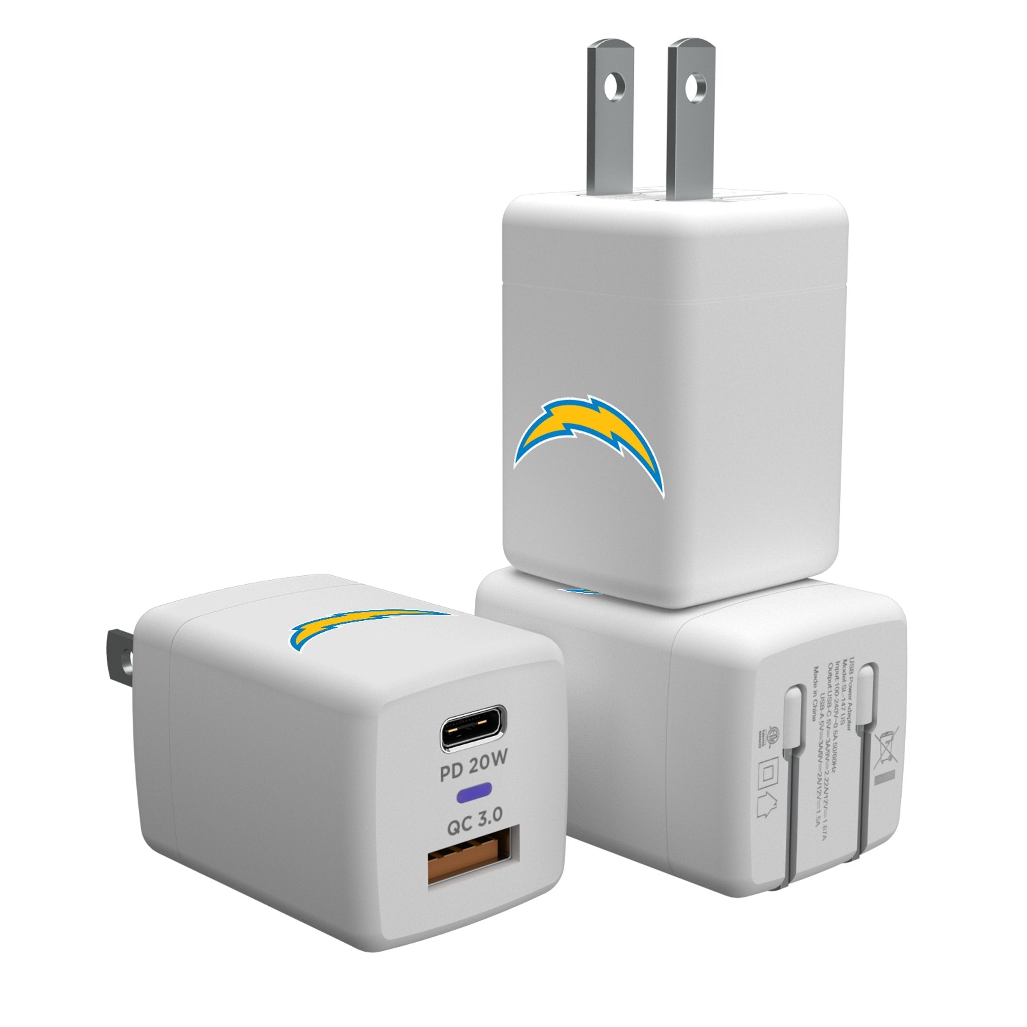 Los Angeles Chargers Insignia USB A/C Charger - Sports Gifts, Sports Memorabilia, Sports Collectibles, Fan Shop