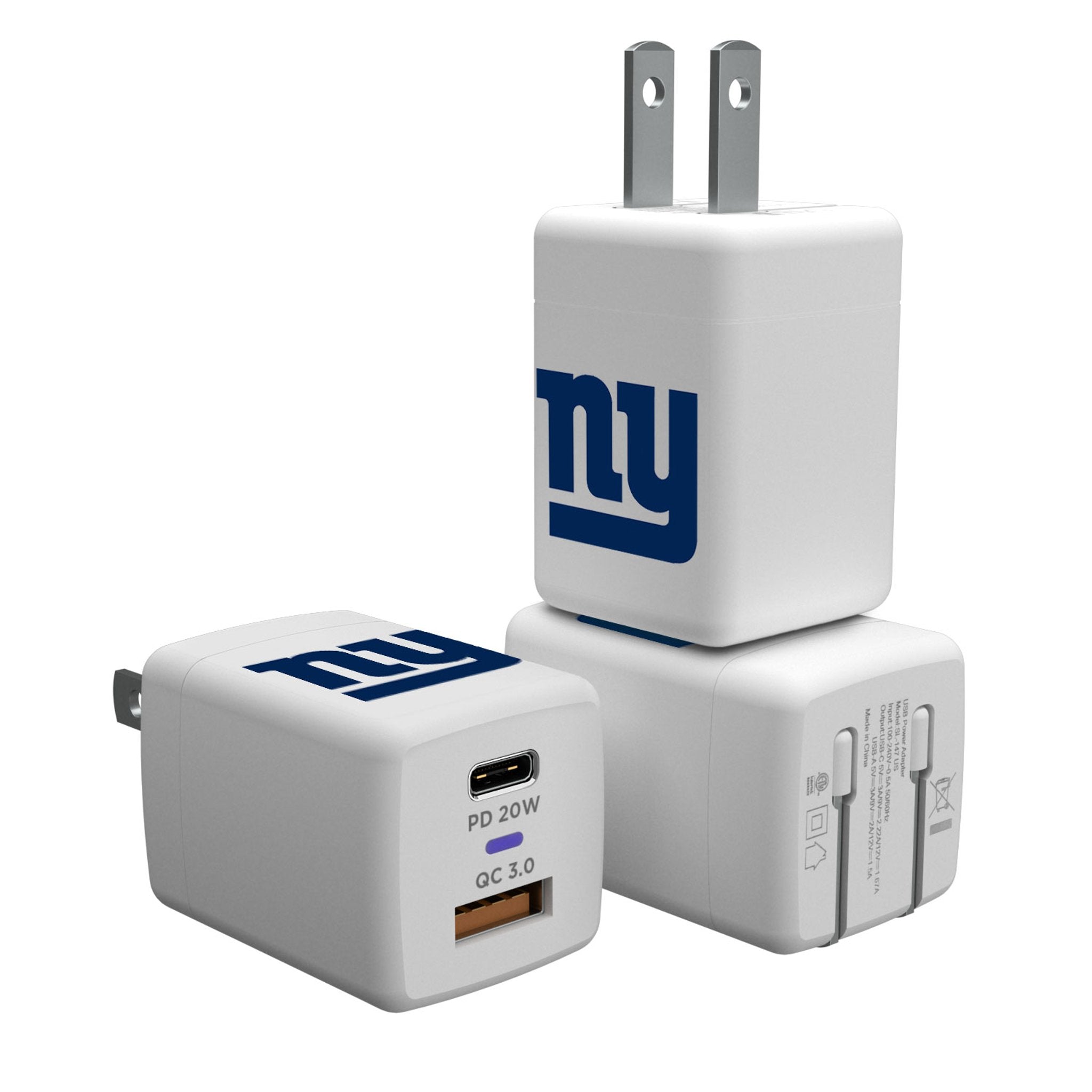 New York Giants Insignia USB A/C Charger - Sports Gifts, Sports Memorabilia, Sports Collectibles, Fan Shop