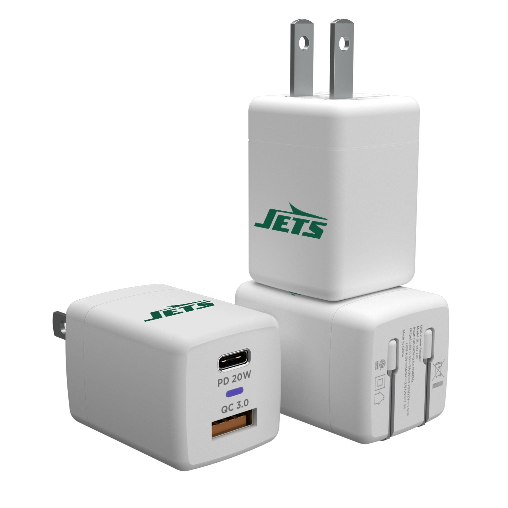 New York Jets Insignia USB A/C Charger - Sports Gifts, Sports Memorabilia, Sports Collectibles, Fan Shop