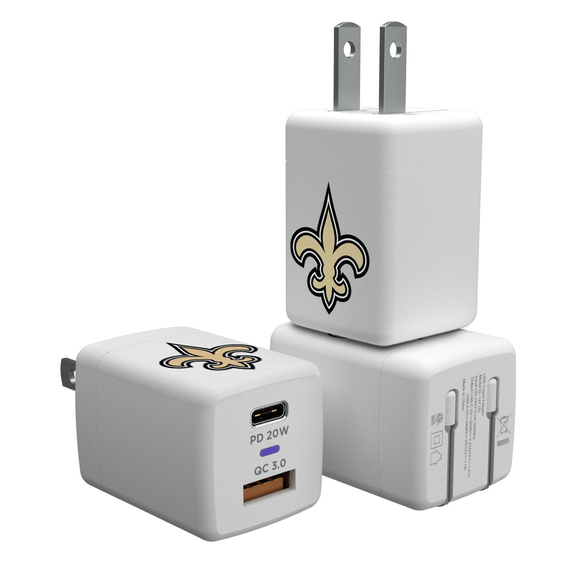 New Orleans Saints Insignia USB A/C Charger - Sports Gifts, Sports Memorabilia, Sports Collectibles, Fan Shop