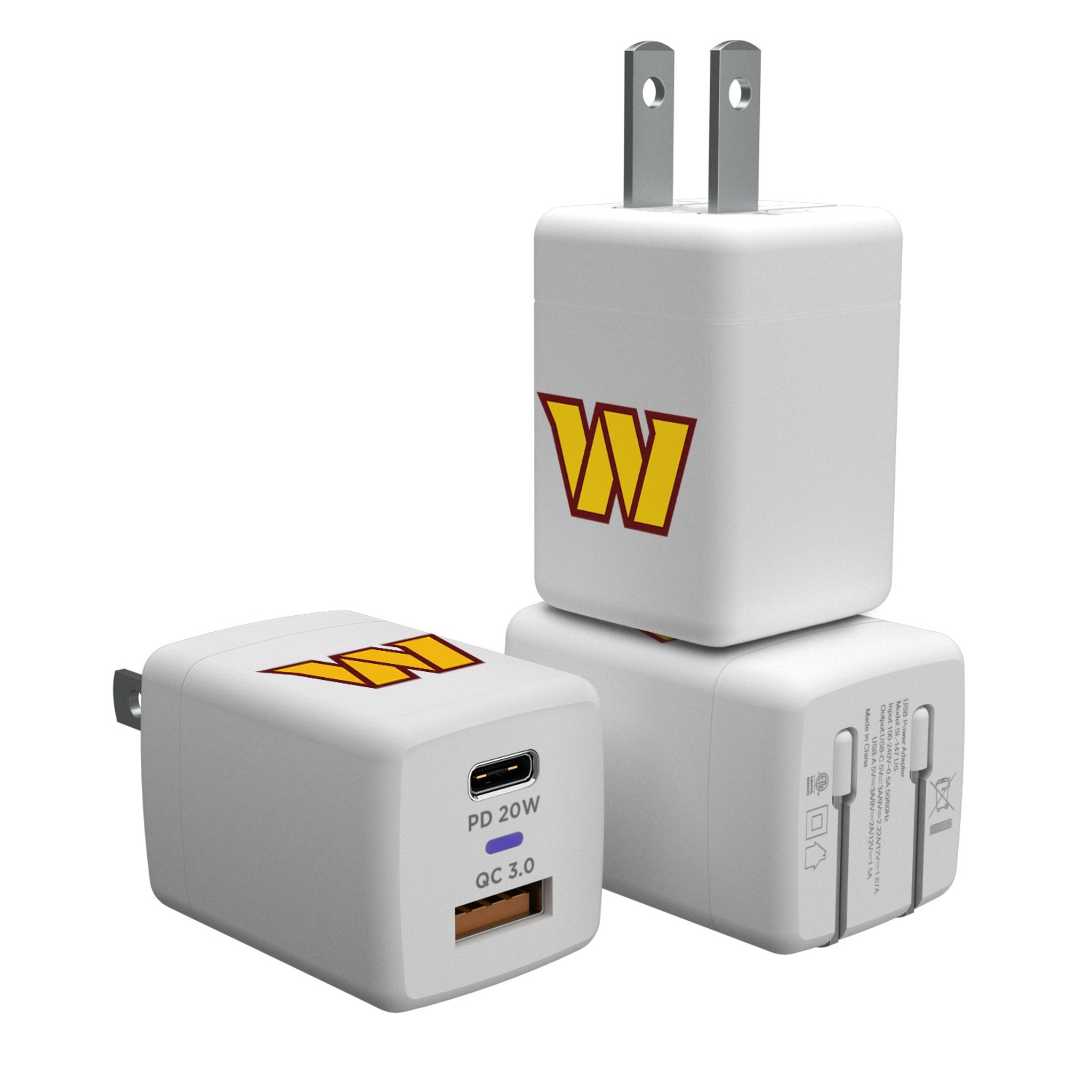 Washington Commanders Insignia USB A/C Charger - Sports Gifts, Sports Memorabilia, Sports Collectibles, Fan Shop