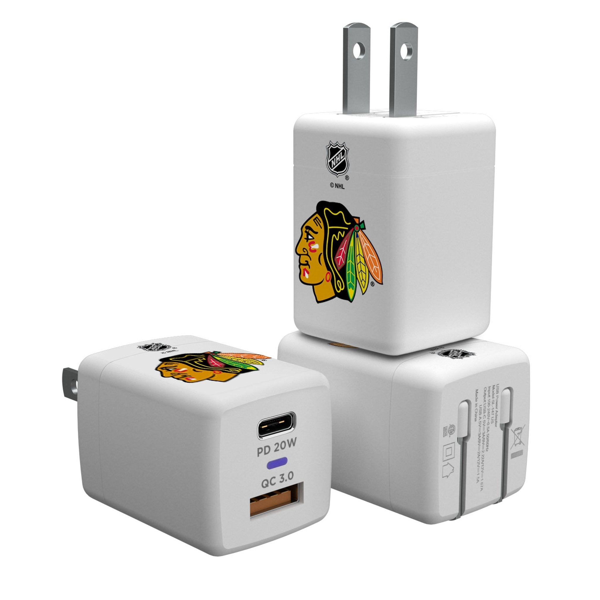 Chicago Blackhawks Insignia USB A/C Charger - Sports Gifts, Sports Memorabilia, Sports Collectibles, Fan Shop