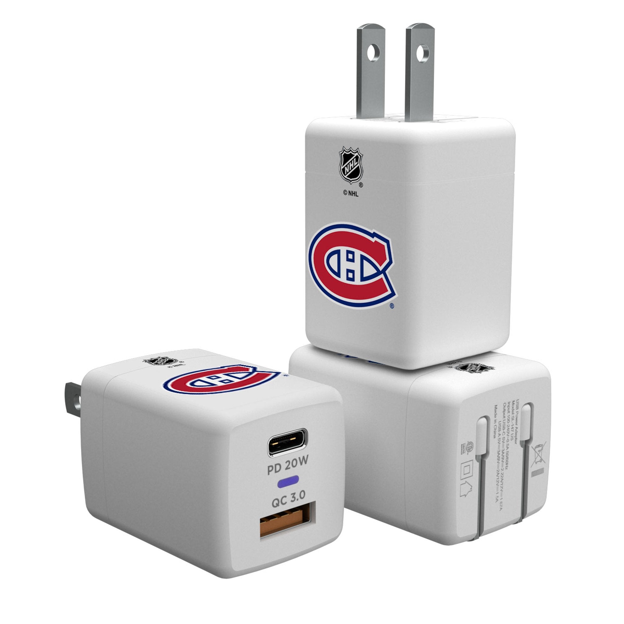 Montreal Canadiens Insignia USB A/C Charger - Sports Gifts, Sports Memorabilia, Sports Collectibles, Fan Shop