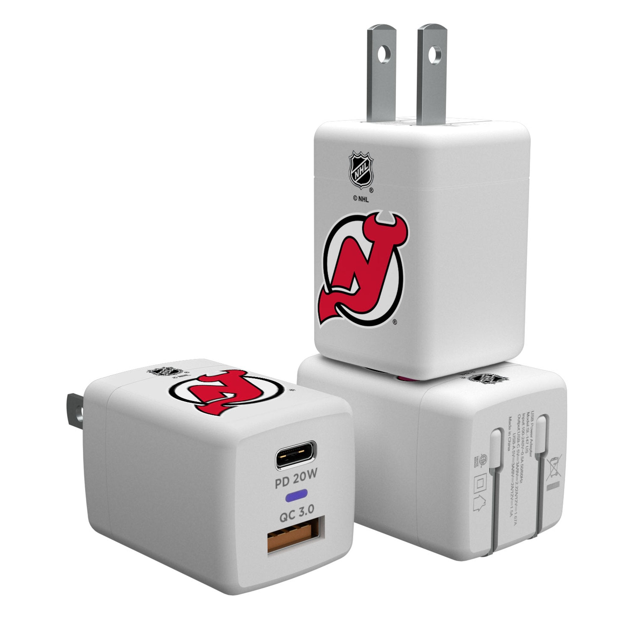 New Jersey Devils Insignia USB A/C Charger - Sports Gifts, Sports Memorabilia, Sports Collectibles, Fan Shop
