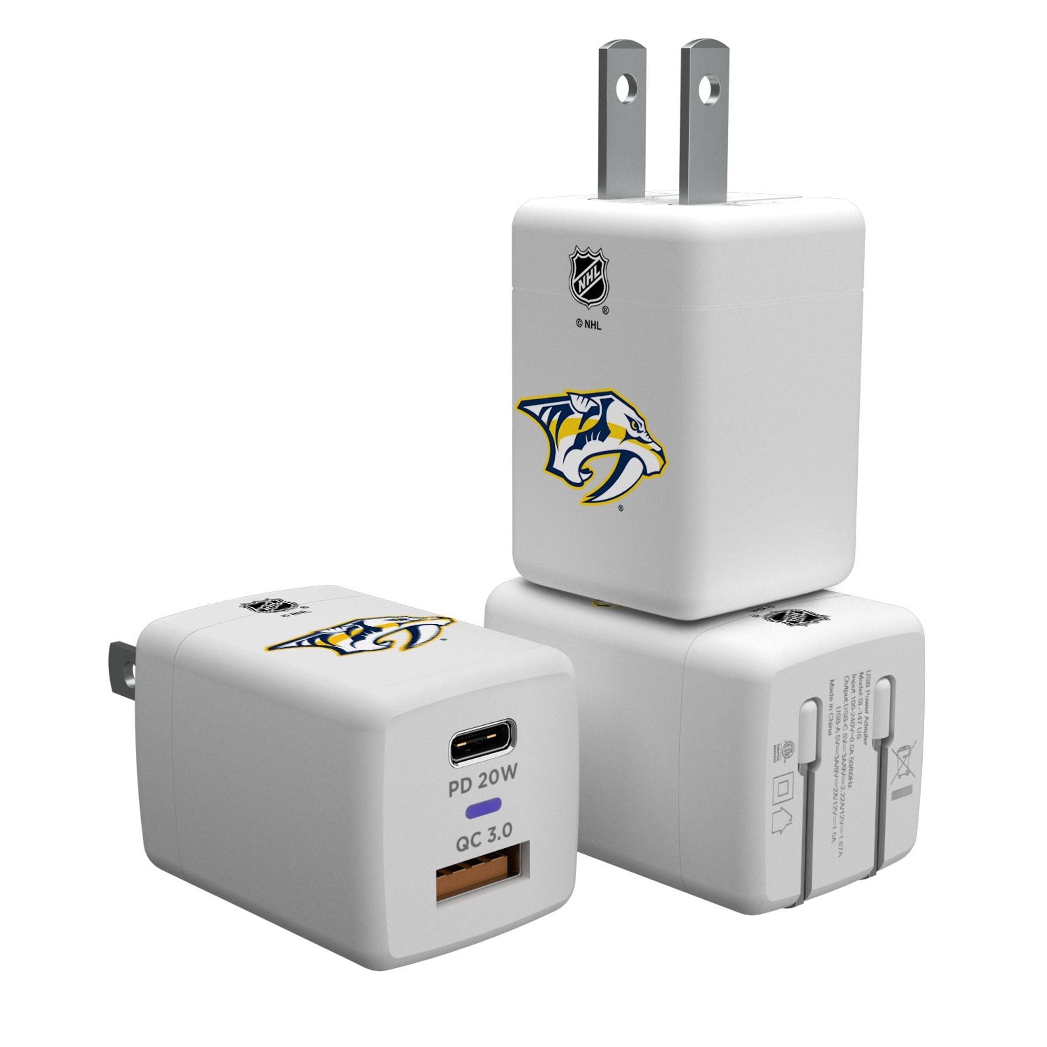 Nashville Predators Insignia USB A/C Charger - Sports Gifts, Sports Memorabilia, Sports Collectibles, Fan Shop