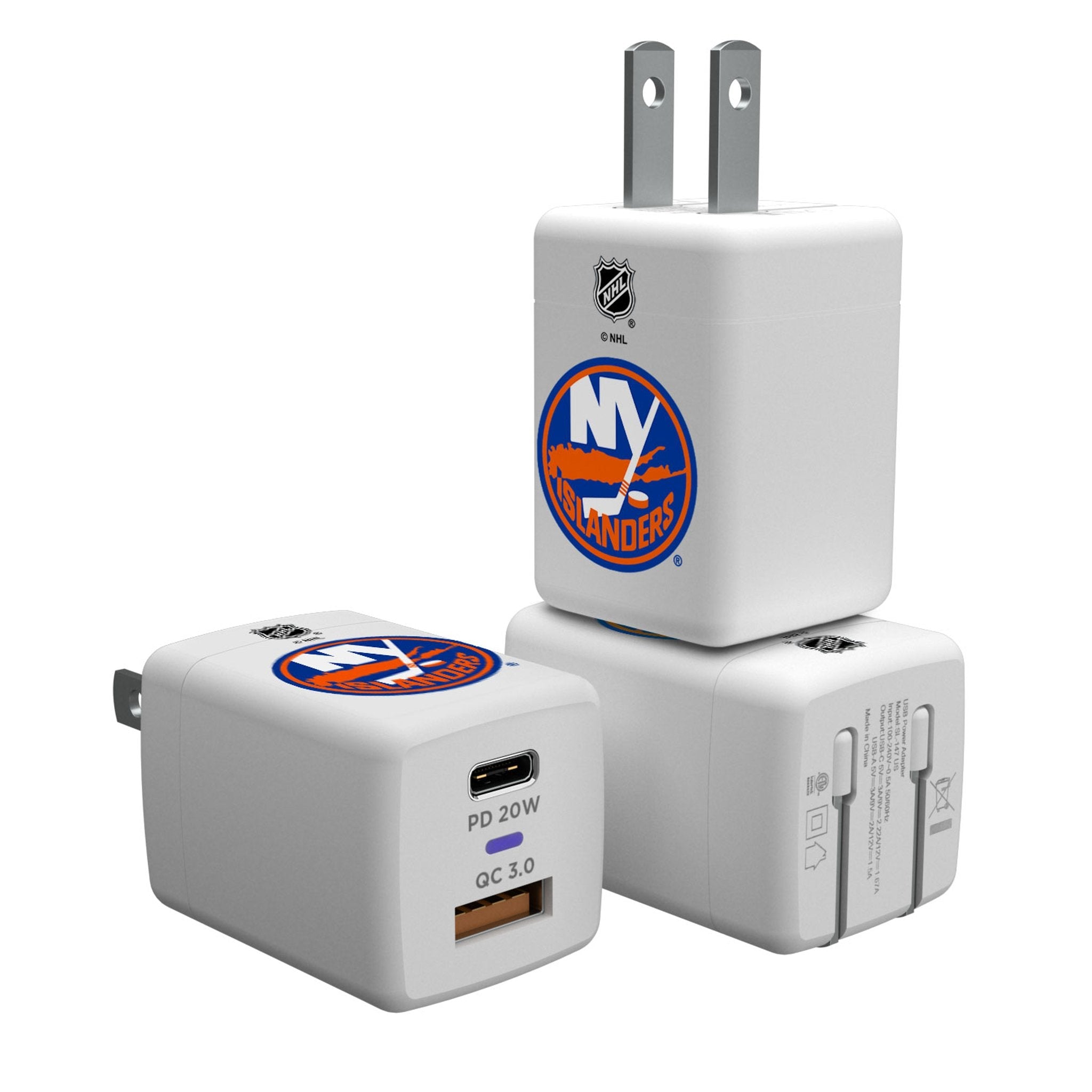 New York Islanders Insignia USB A/C Charger - Sports Gifts, Sports Memorabilia, Sports Collectibles, Fan Shop