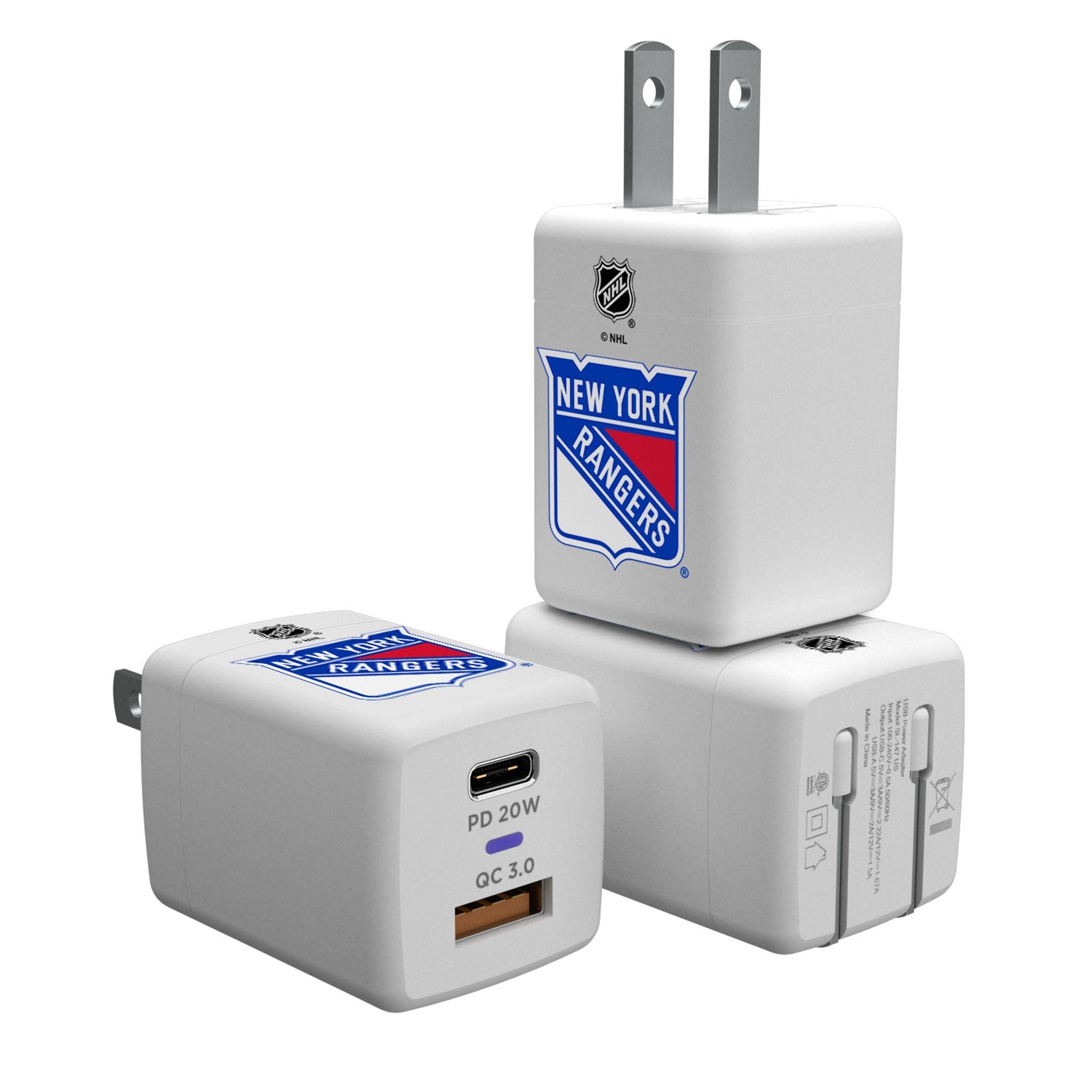 New York Rangers Insignia USB A/C Charger - Sports Gifts, Sports Memorabilia, Sports Collectibles, Fan Shop