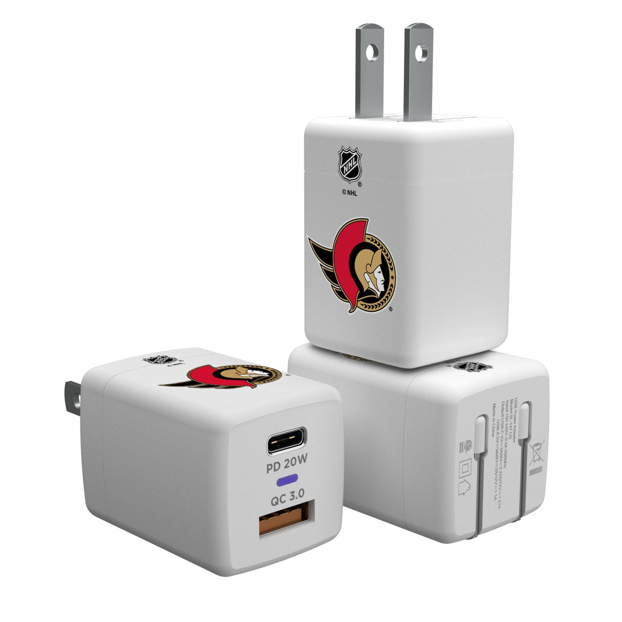 Ottawa Senators Insignia USB A/C Charger - Sports Gifts, Sports Memorabilia, Sports Collectibles, Fan Shop
