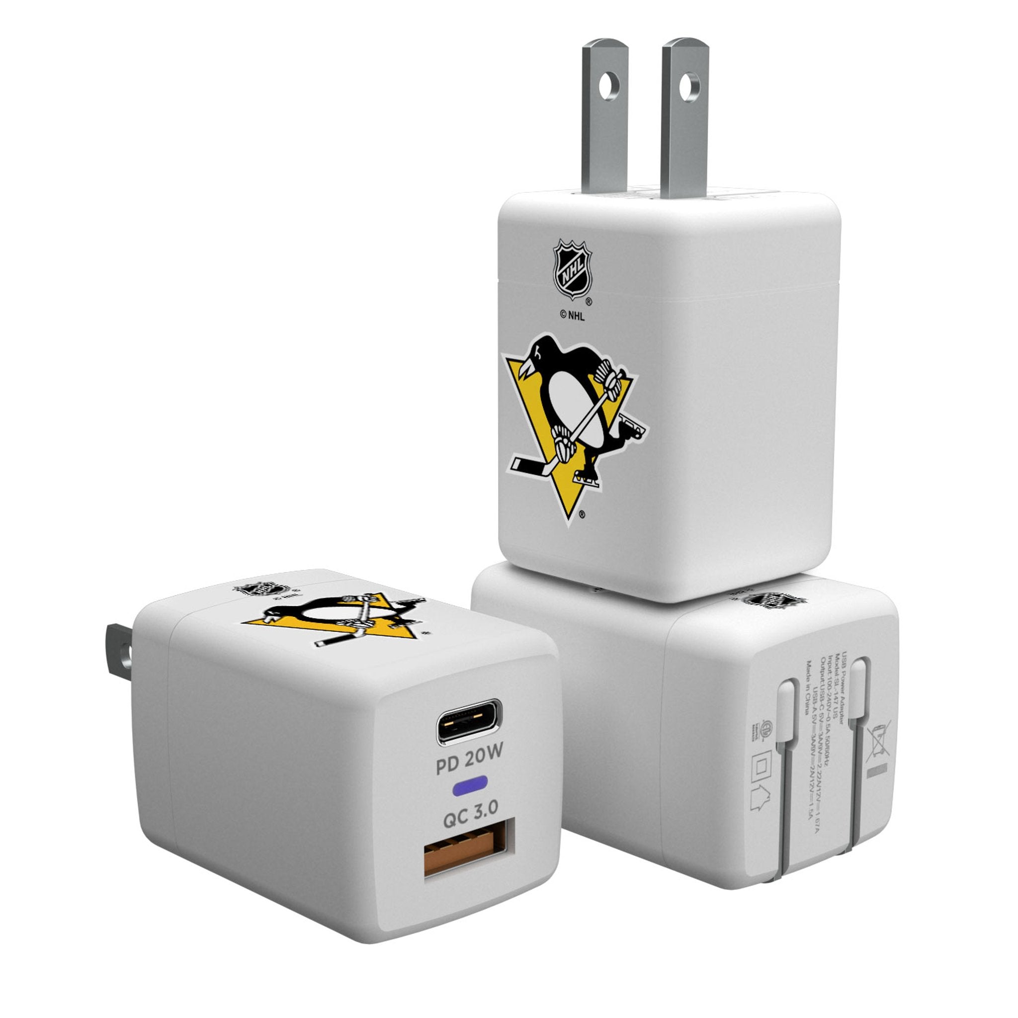 Pittsburgh Penguins Insignia USB A/C Charger - Sports Gifts, Sports Memorabilia, Sports Collectibles, Fan Shop