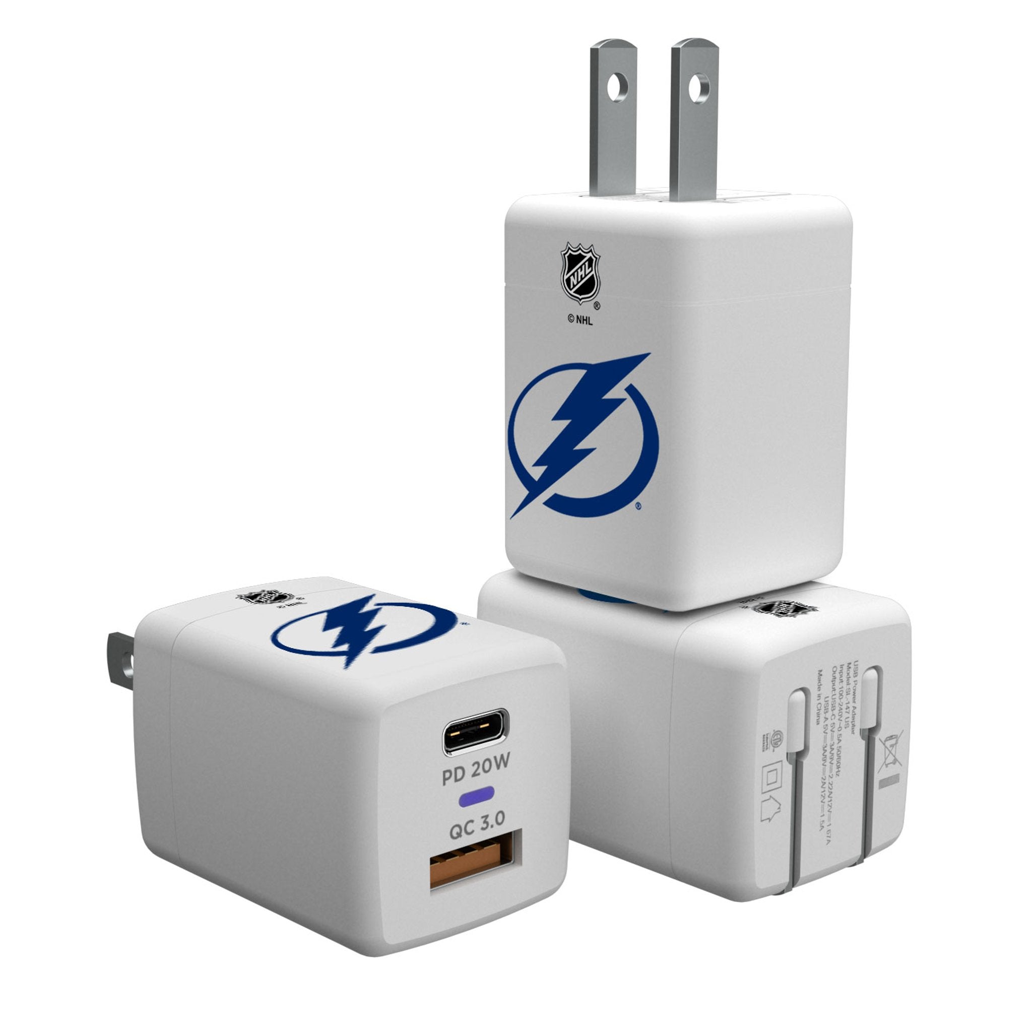 Tampa Bay Lightning Insignia USB A/C Charger - Sports Gifts, Sports Memorabilia, Sports Collectibles, Fan Shop